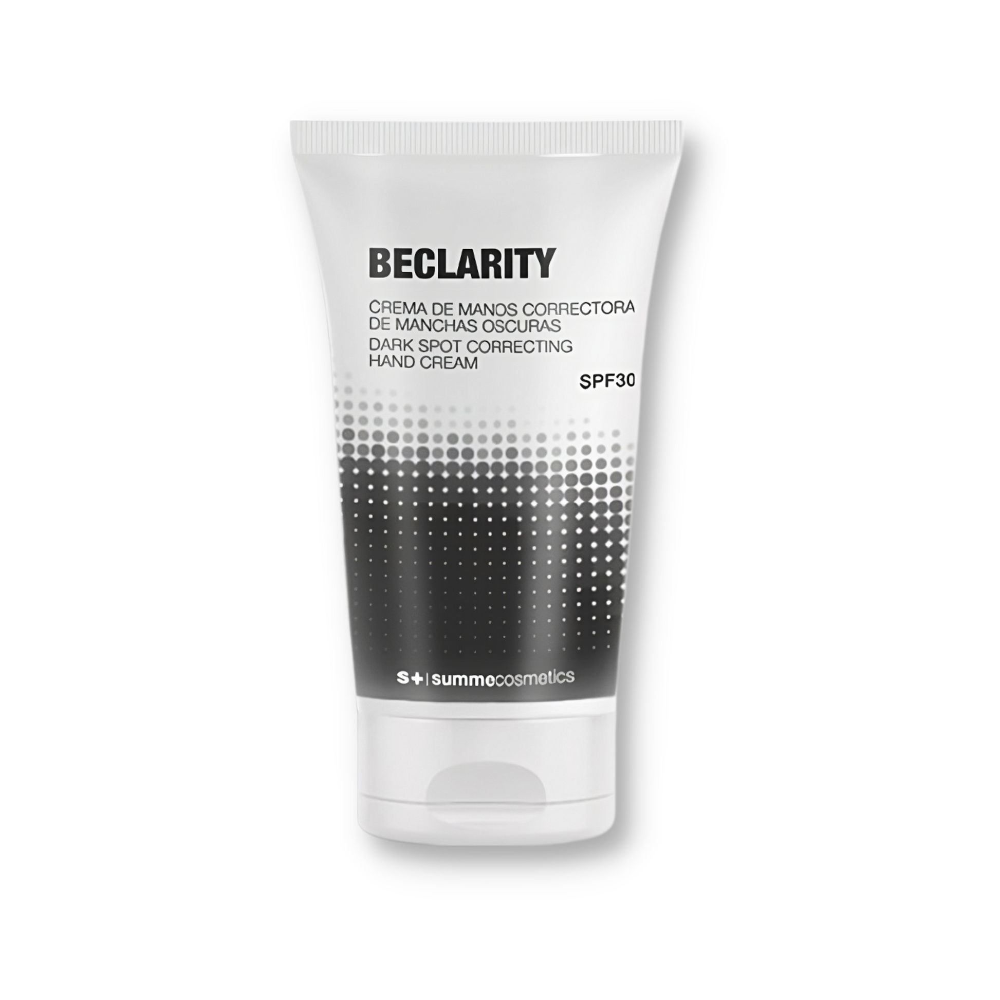 SummeCosmetics Beclarity dark spot correcting hand cream with SPF30, moisturizing skin care product for even skin tone.