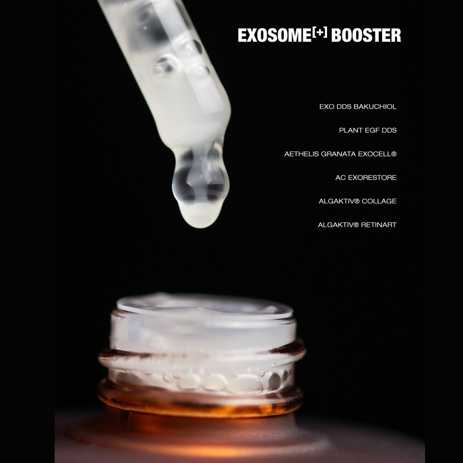 Bottle of SummeCosmetics Biomedical Exosome⁺ Booster for skin care, featuring a sleek design and clear labeling on the product container.