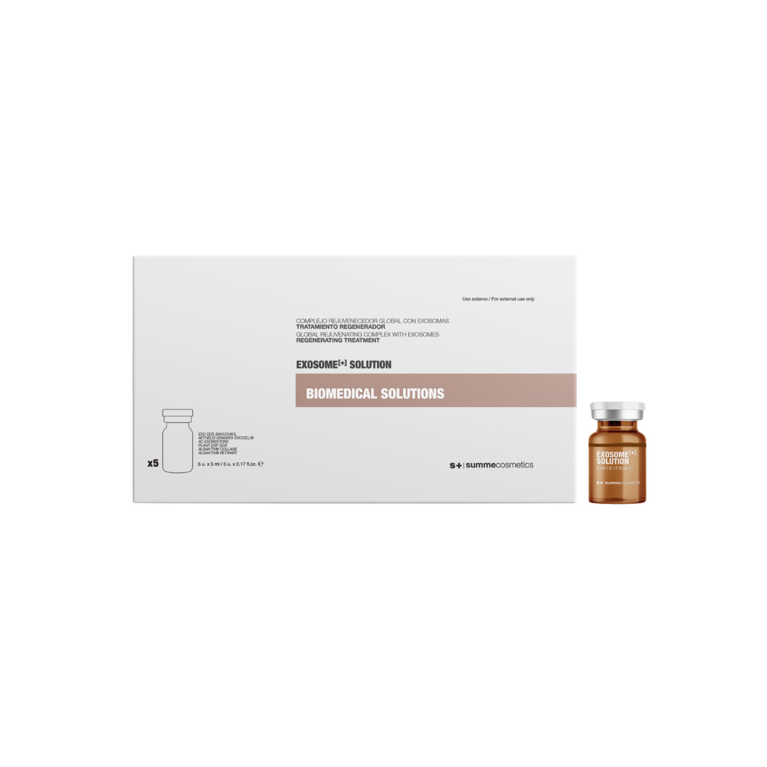 Box of Exosome Solution with a bottle on a white background
