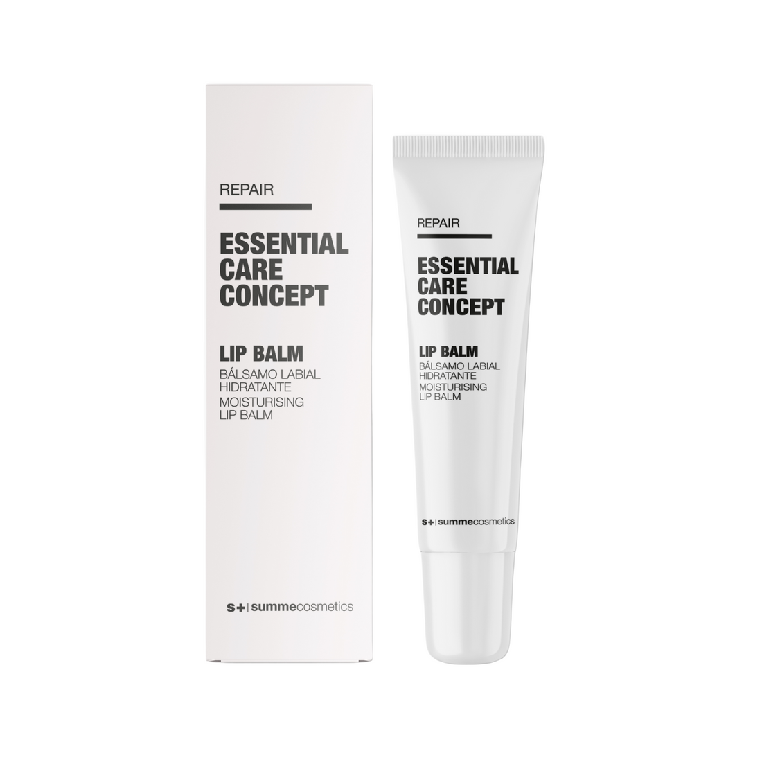 SummeCosmetics ECC Lip Balm in a sleek tube, designed to moisturize and nourish lips with a smooth lotion texture.