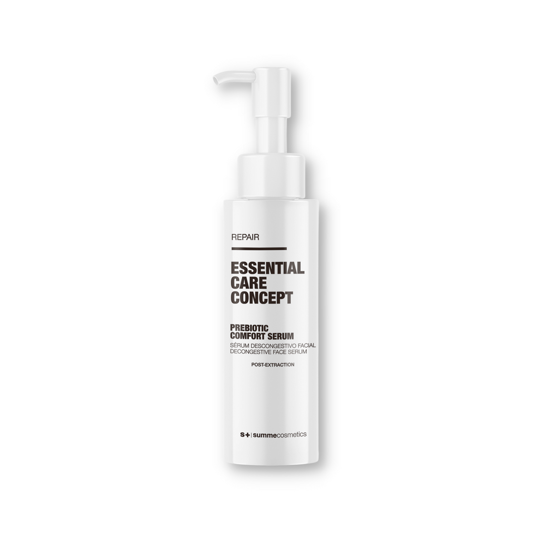 SummeCosmetics ECC Prebiotic Comfort Serum in a glass bottle with a dropper, designed for soothing and nourishing skincare.