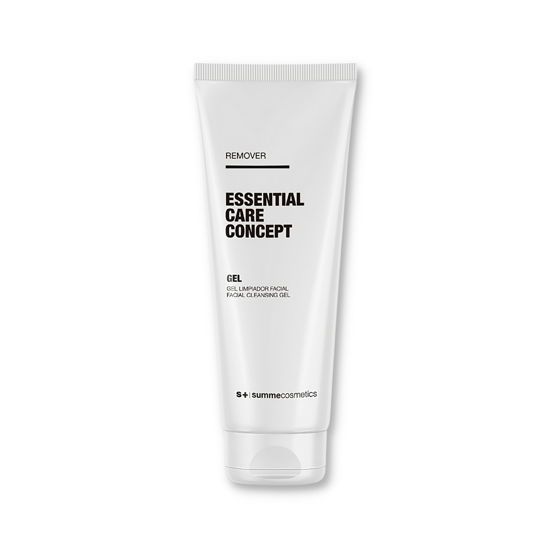 SummeCosmetics ECC Remover Gel facial cleanser in a clear tube with a white cap, designed for gentle skin cleansing.