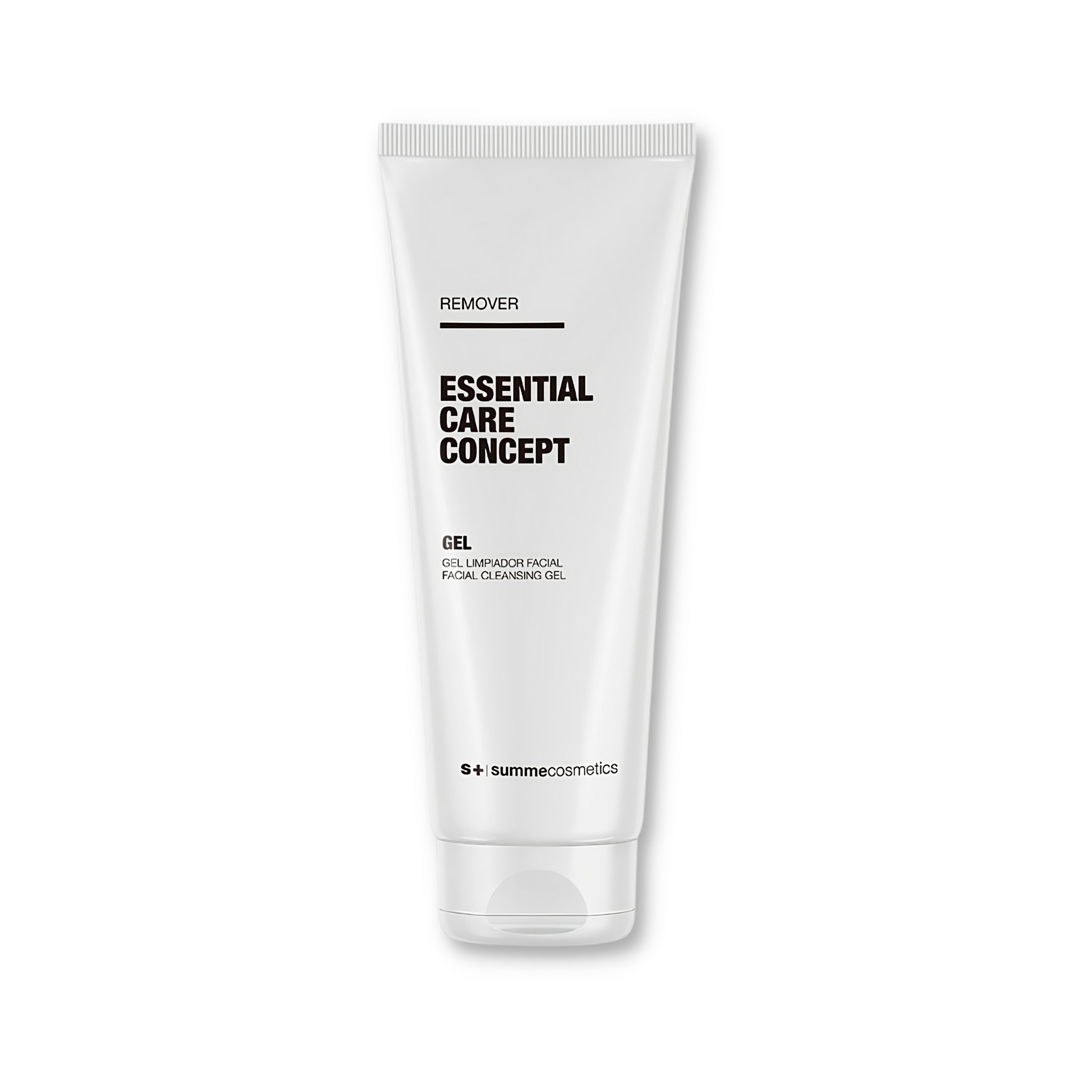 SummeCosmetics ECC Remover Gel facial cleanser in a clear tube with a white cap, designed for gentle skin cleansing.