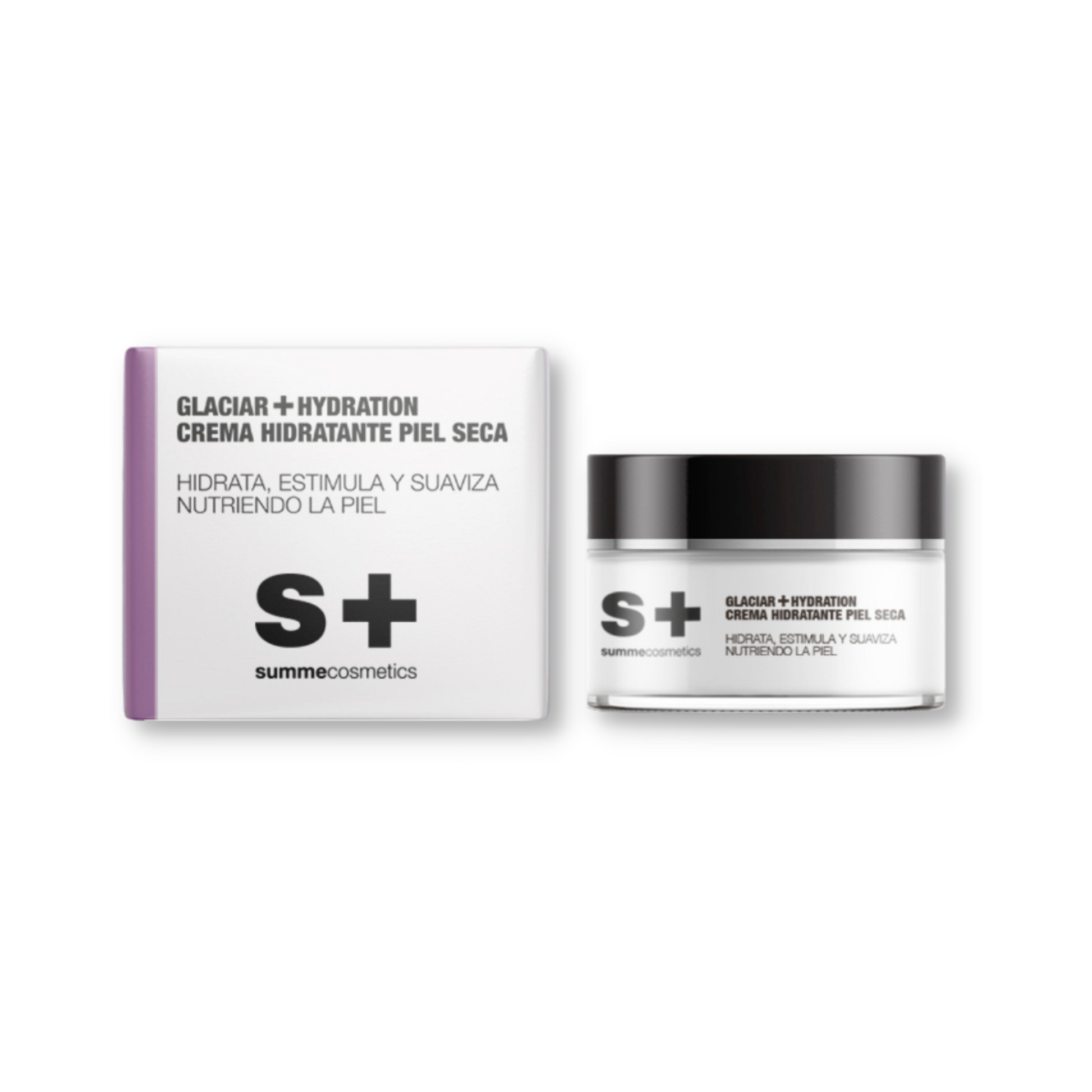 SummeCosmetics Glaciar + Hydration cream for dry skin, featuring a white jar with blue accents and a sleek design.