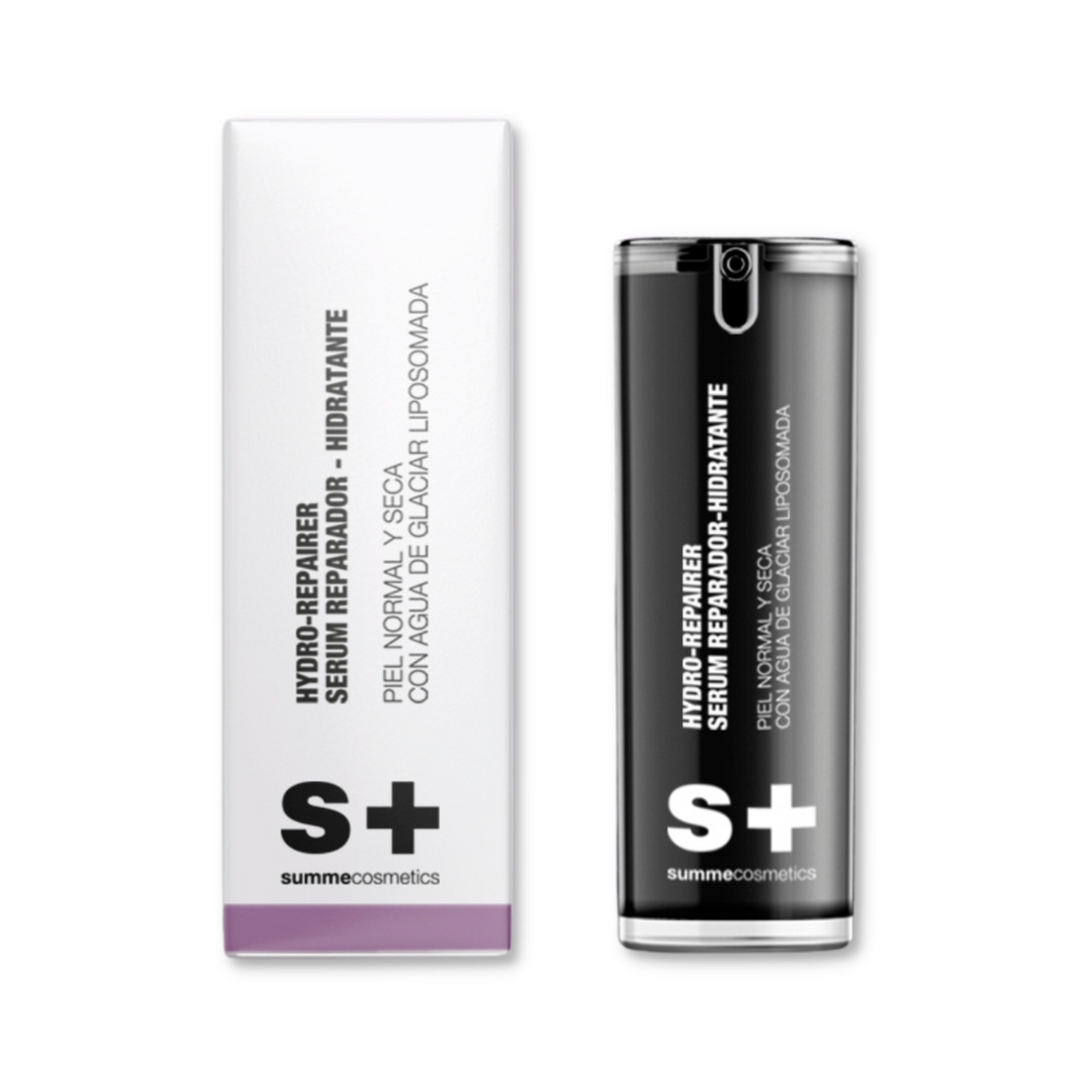 SummeCosmetics Glaciar Hydro-Repairer jar with white and silver packaging, showcasing the skincare product on a reflective surface.