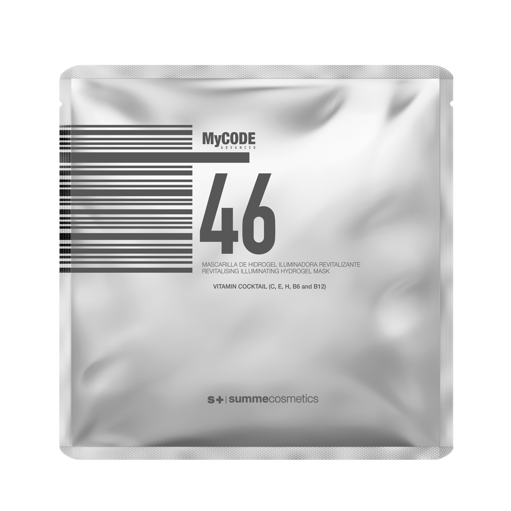 SummeCosmetics MyCode Advanced 46 revitalizing illuminating hydrogel mask for hydration and brightening skincare.