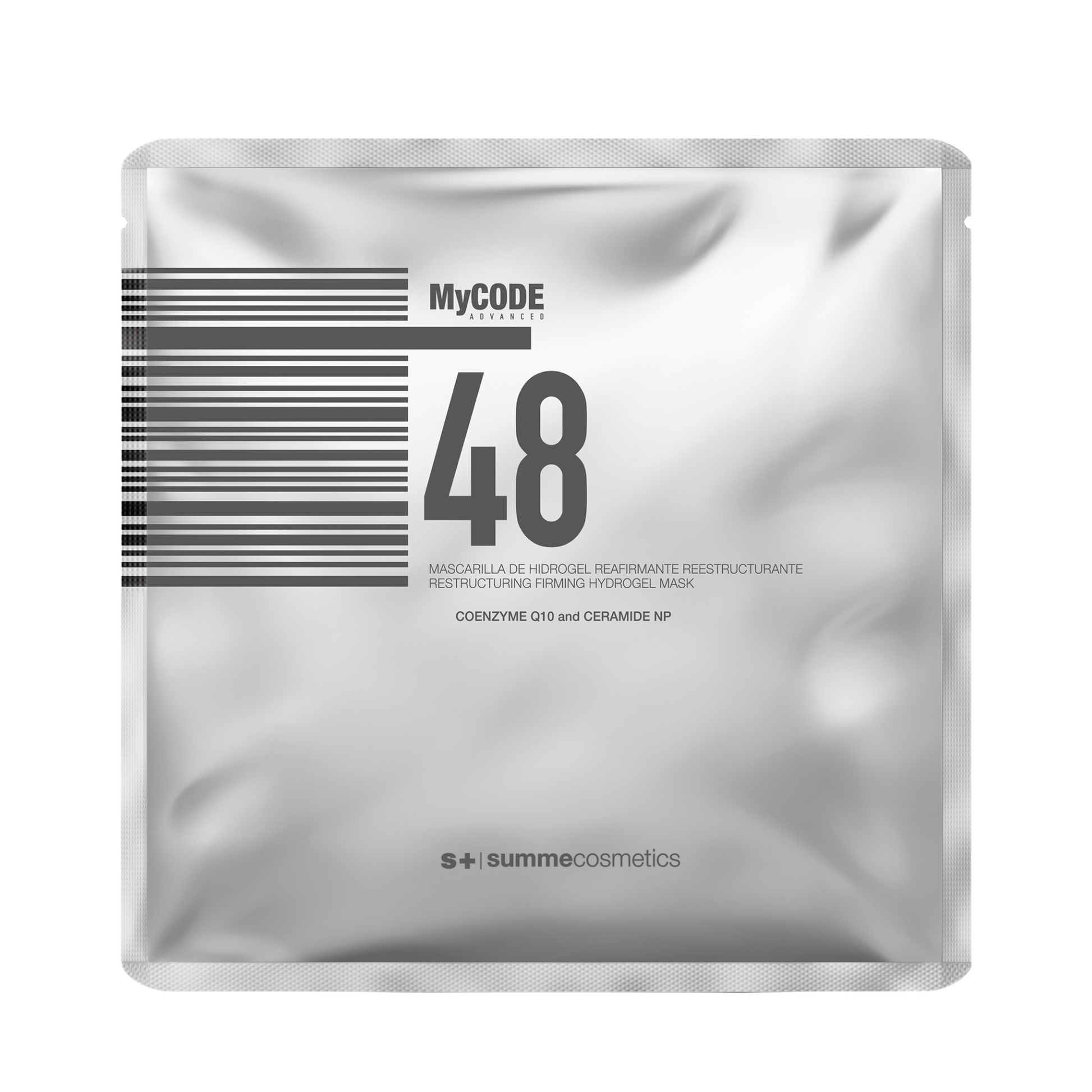 SummeCosmetics MyCode Advanced 48 Restructuring Firming Hydrogel Mask for revitalizing and firming facial skin.