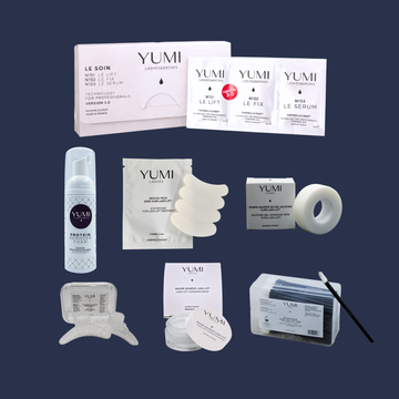 Yumi Lashes & Brows 3.0 Transition Kit with aftercare products for lash and brow maintenance and gentle removal.