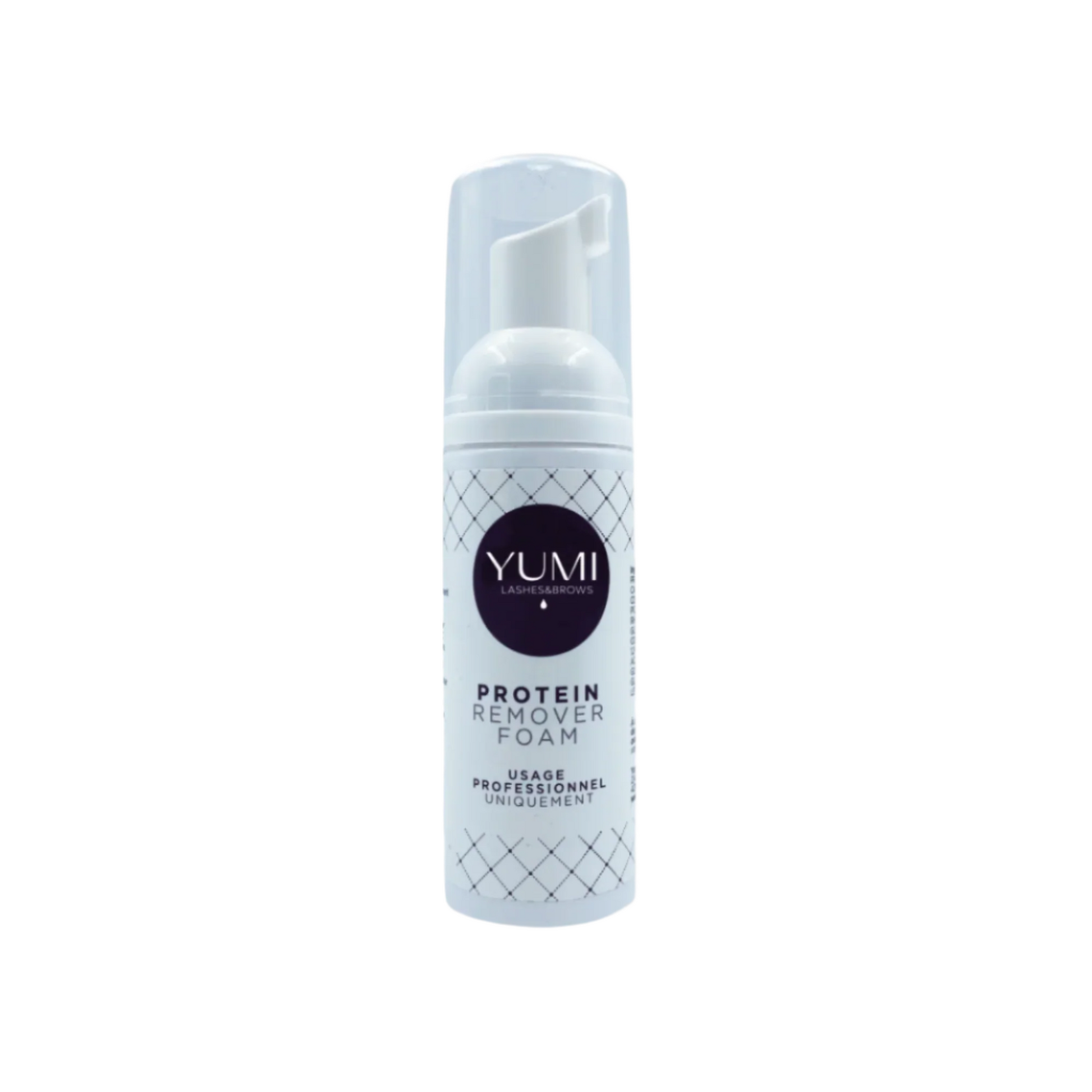 Yumi Lashes & Brows Protein Remover Foam bottle, gentle foam cleanser for eyelash and eyebrow extensions.