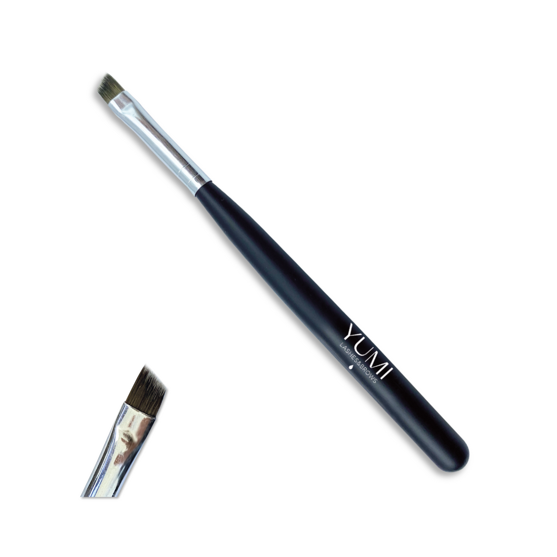 Yumi Lashes & Brows Tint Brush with fine bristles for precise application of lash and brow tinting products.