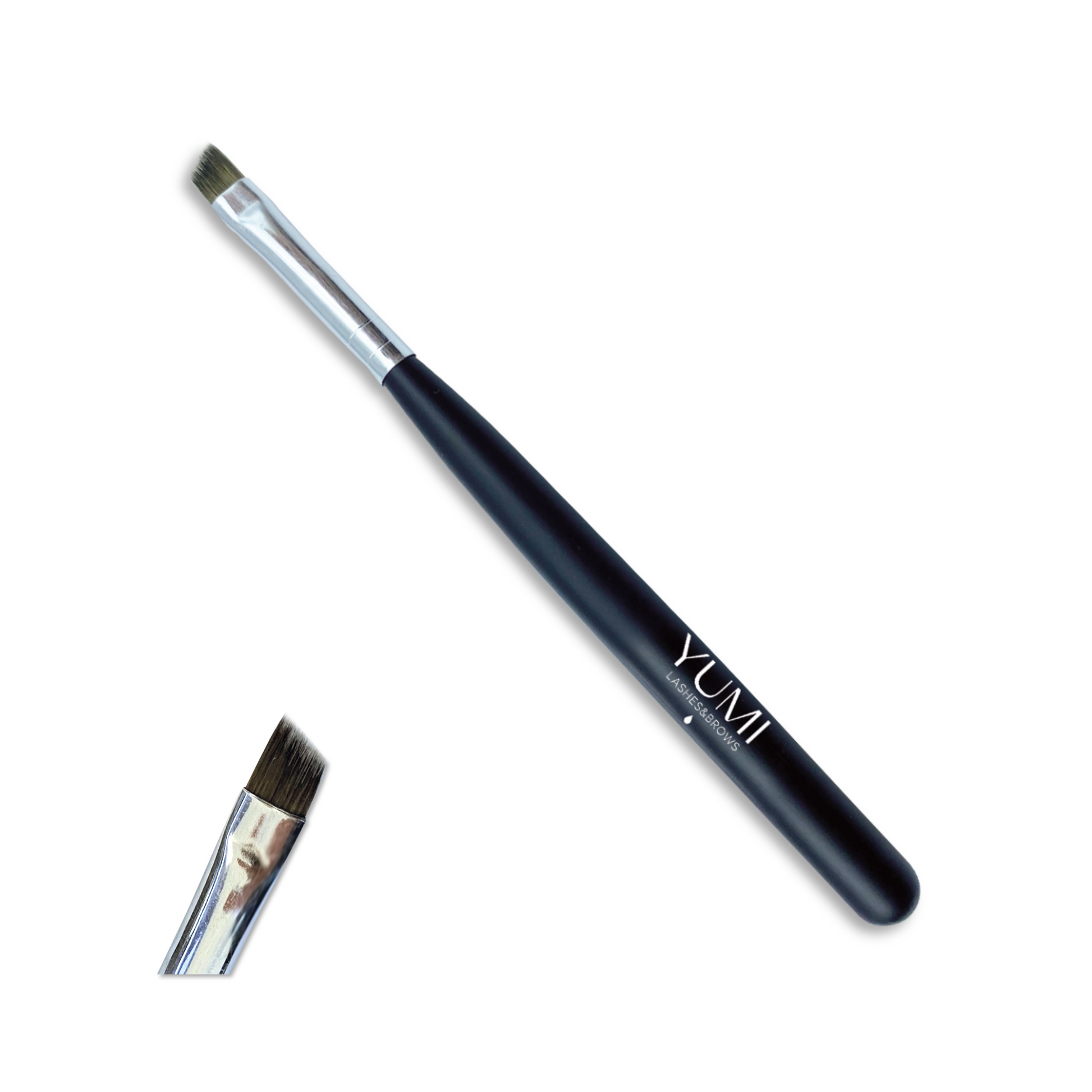 Yumi Lashes & Brows Tint Brush with fine bristles for precise application of lash and brow tinting products.