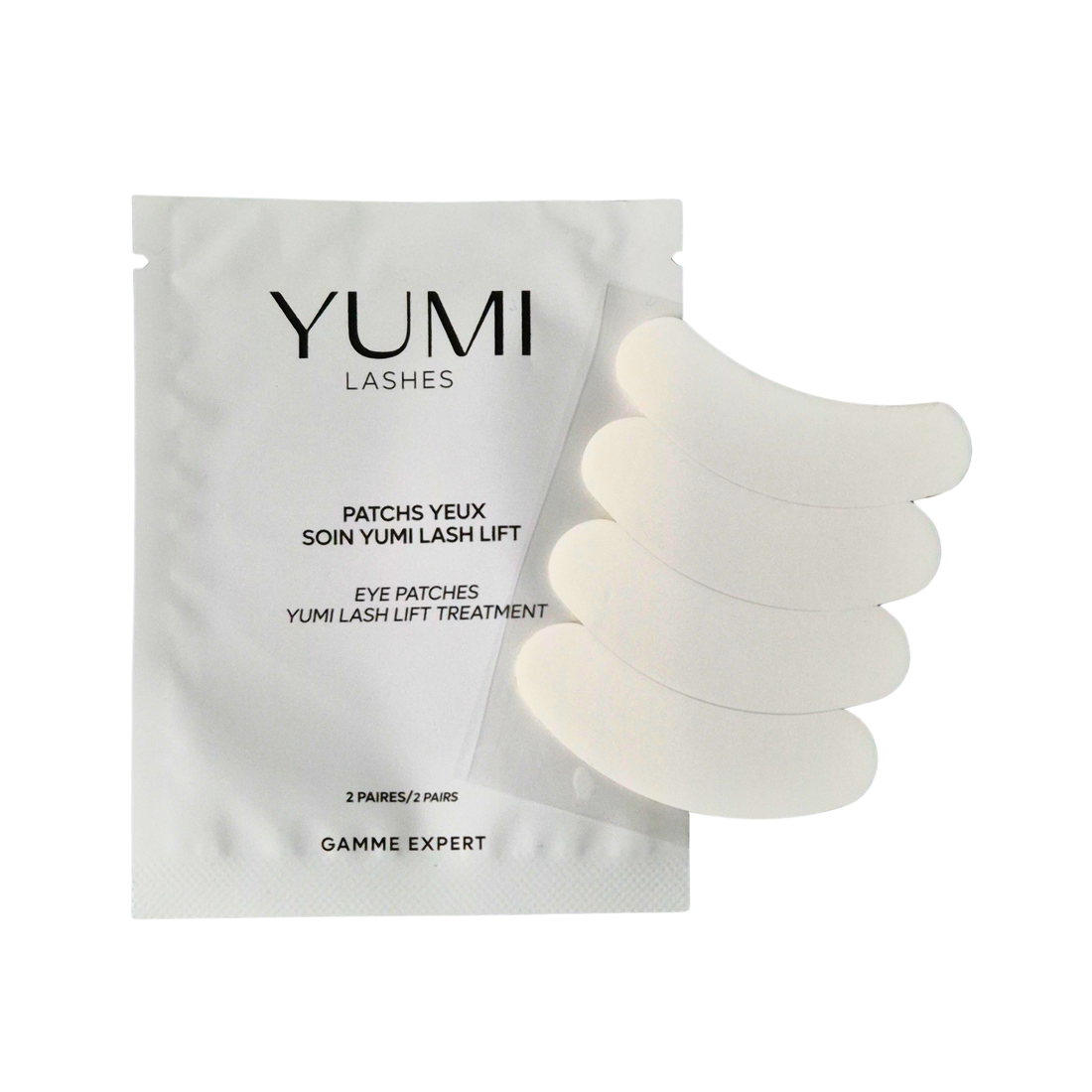 Yumi Lashes Eye Patches, two pairs of nourishing lash and brow treatment patches, designed for eye area revitalization