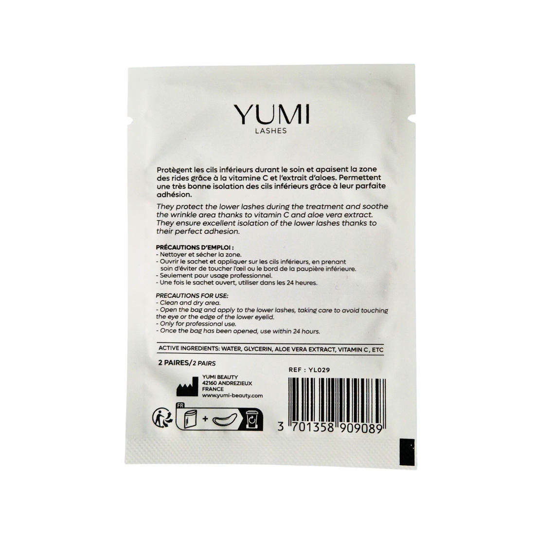 Yumi Lashes Eye Patches, two pairs of nourishing lash and brow treatment patches, designed for eye area revitalization