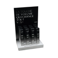 Display of Yumi Beauty Yumi Lashes Magnificence Black Mascara with multiple mascara tubes on a clear stand.