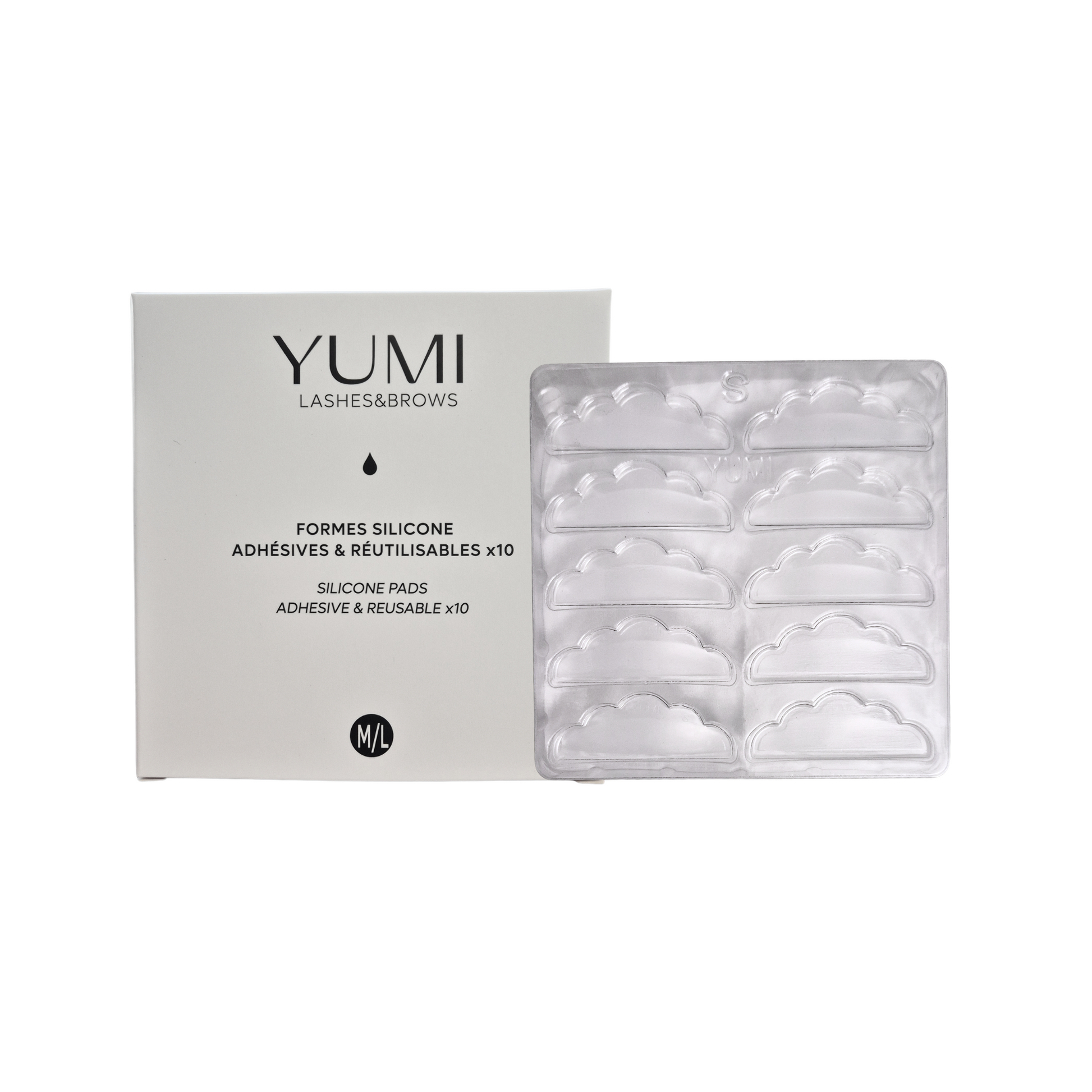 Yumi Lashes silicone pads for eyelash and brow styling, reusable and adhesive, used for professional lash extension applications.