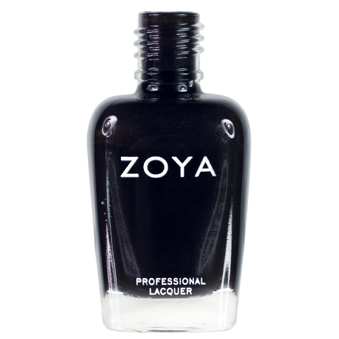 Zoya Raven nail polish bottle with dark, glossy black color and sleek packaging, showcasing the Zoya brand.