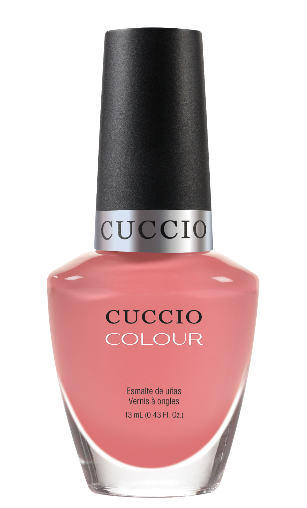 Cuccio Colour All Decked Out nail polish bottle showing vibrant purple shade with label on a white background