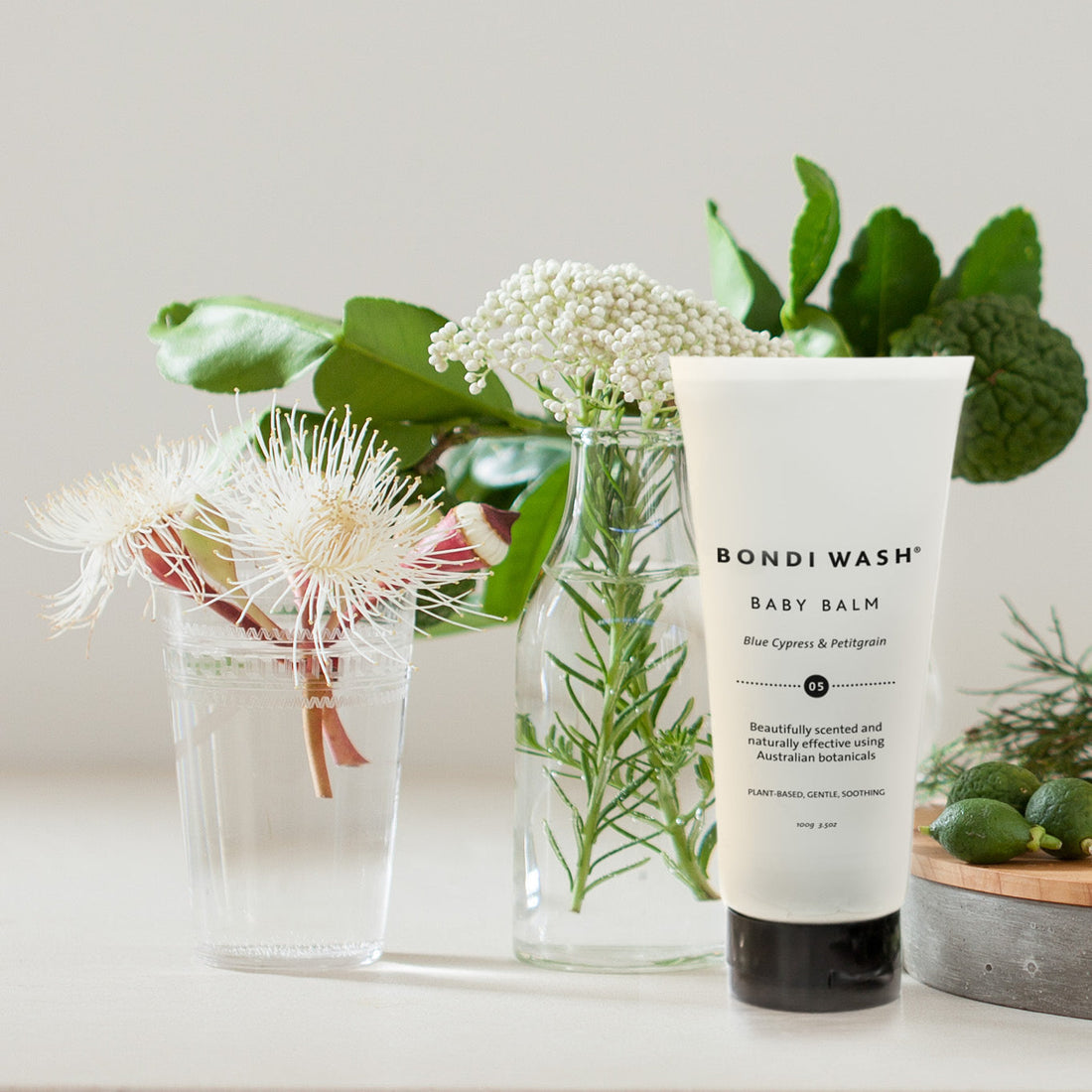 Bondi Wash Baby Balm lotion and moisturizer in a tube, gentle and soothing for delicate baby skin.