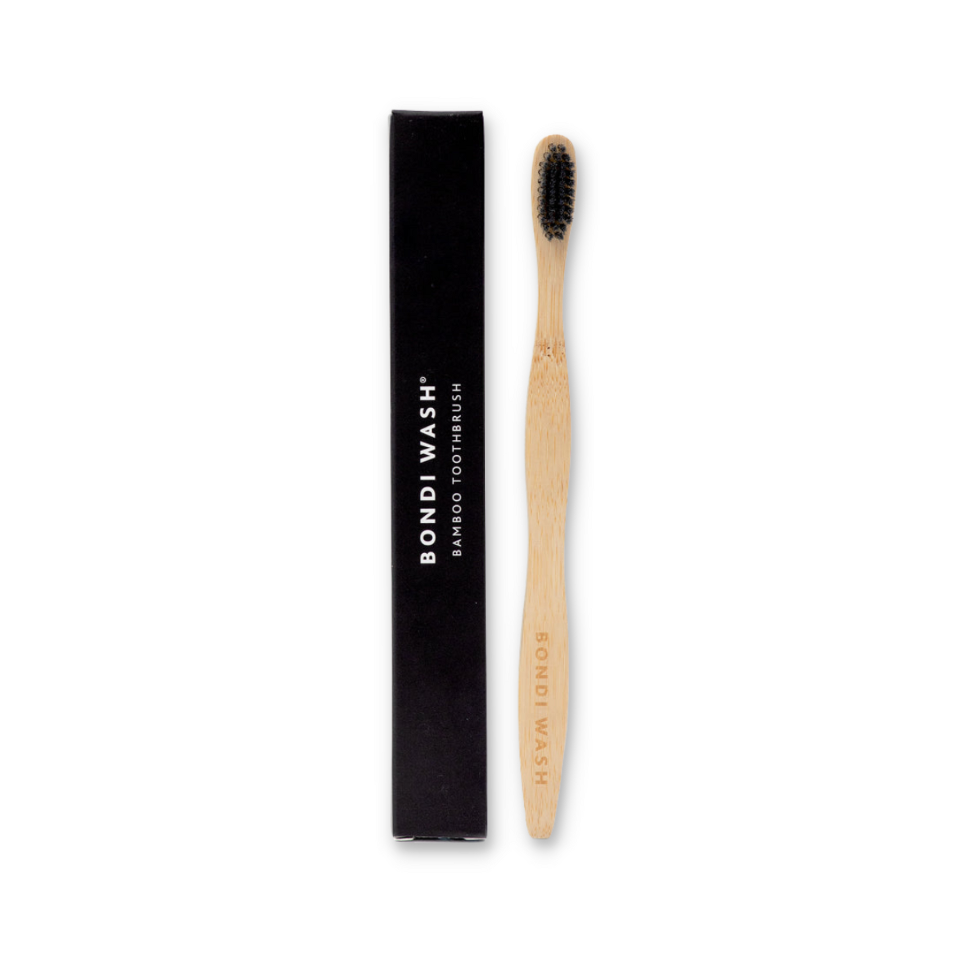 Bondi Wash bamboo toothbrush with natural bamboo handle and soft bristles for eco-friendly oral care.