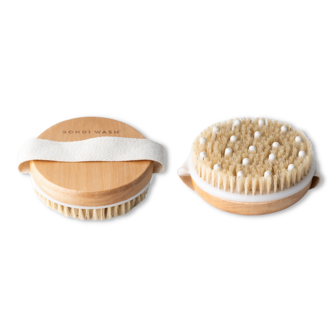 Bondi Wash Body Brush massage tool with natural bristles for exfoliating and cleansing skin.