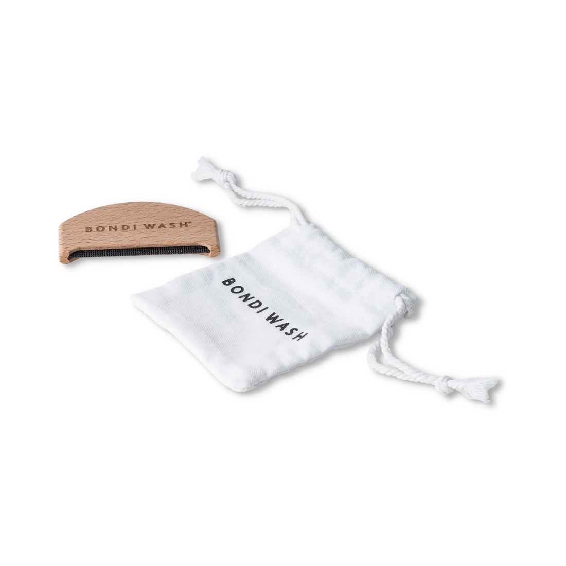 Bondi Wash cashmere comb with smooth, rounded teeth for gentle grooming of delicate cashmere fabrics.