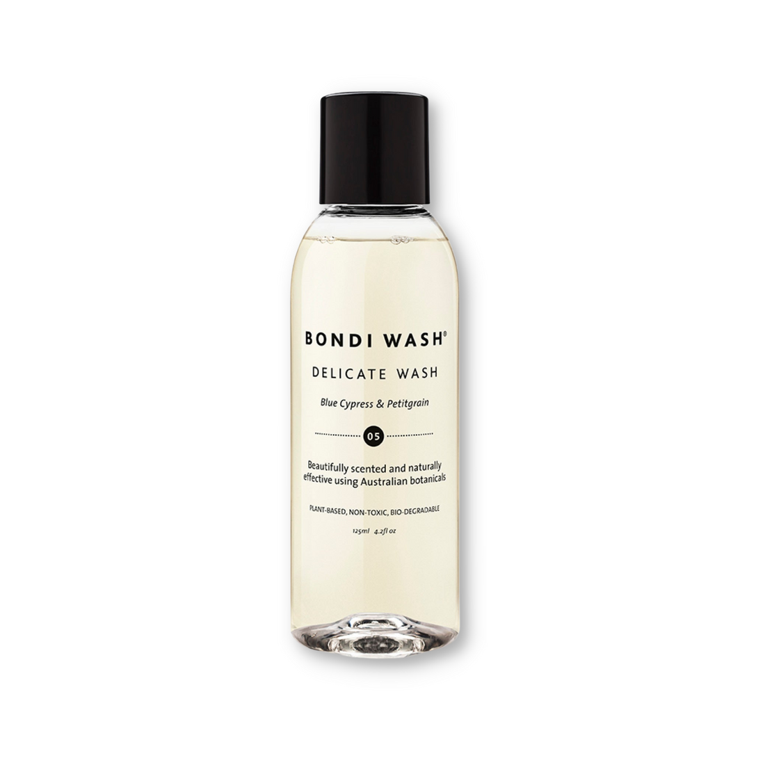 Bondi Wash Delicate Wash detergent bottle, 125ml, natural fabric cleaner with eco-friendly ingredients.