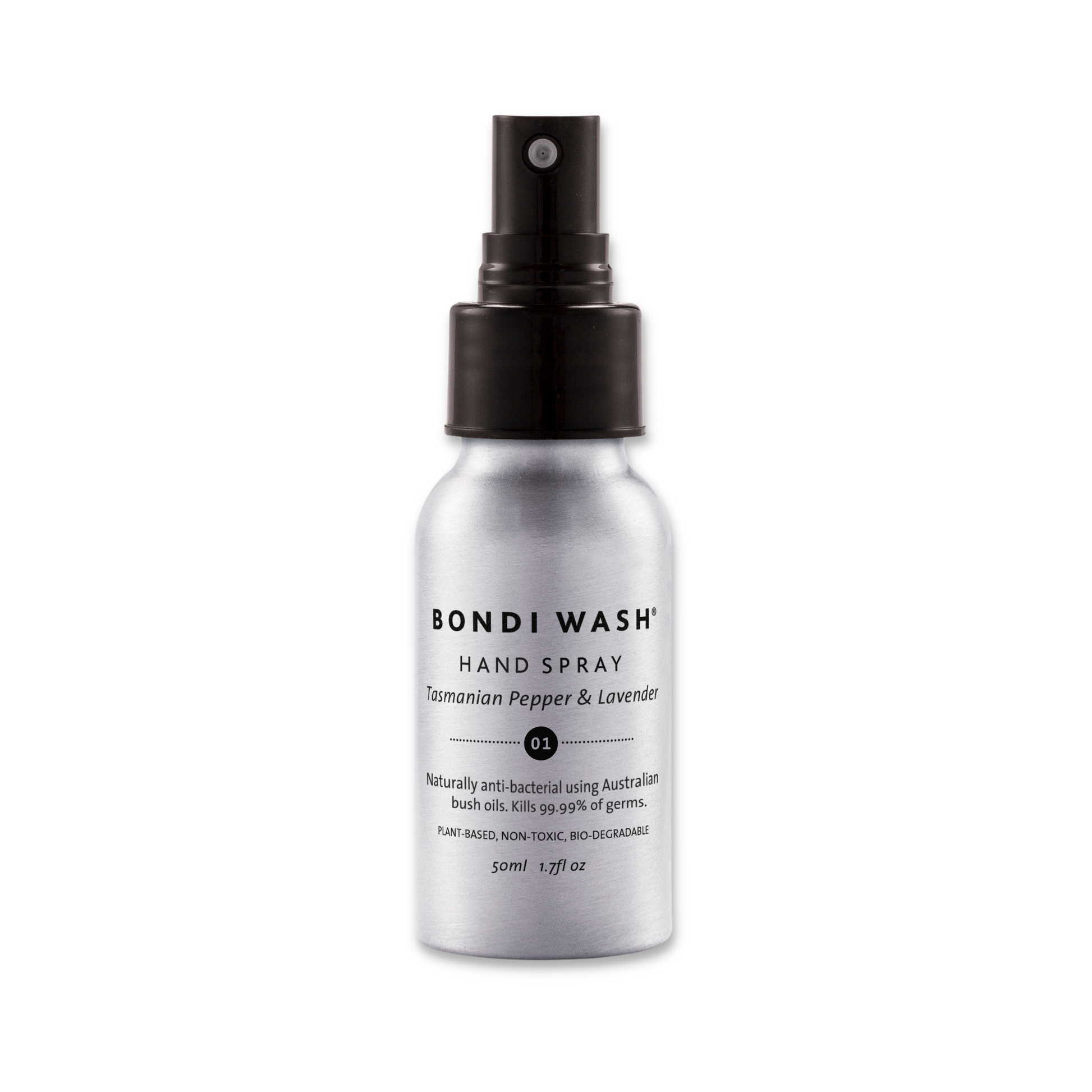 Bondi Wash hand disinfectant spray in a 150ml bottle, ready for sanitizing hands with natural ingredients.
