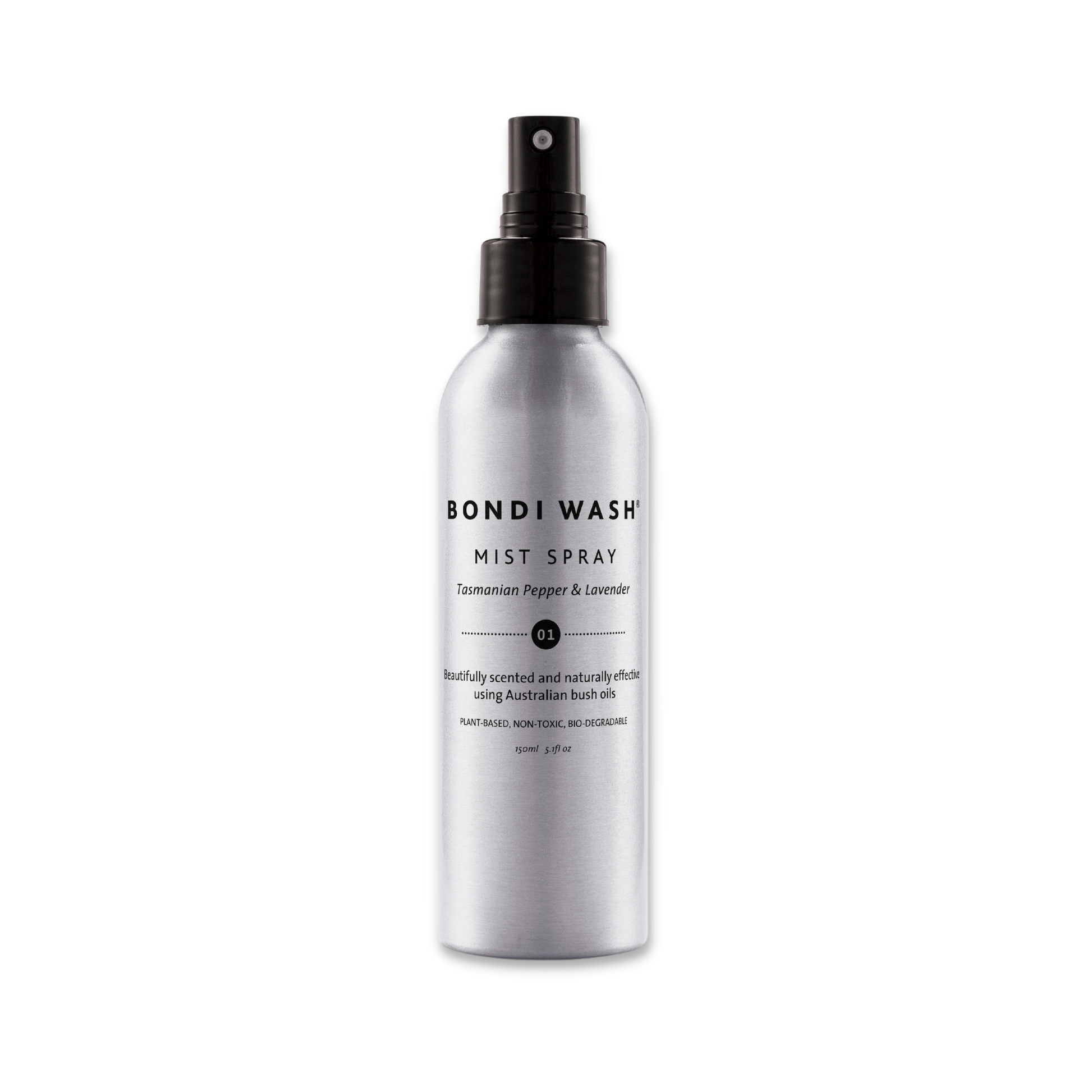Bondi Wash Mist Spray in a clear bottle, designed for home fragrance, featuring a sleek and elegant design for a refreshing scent.