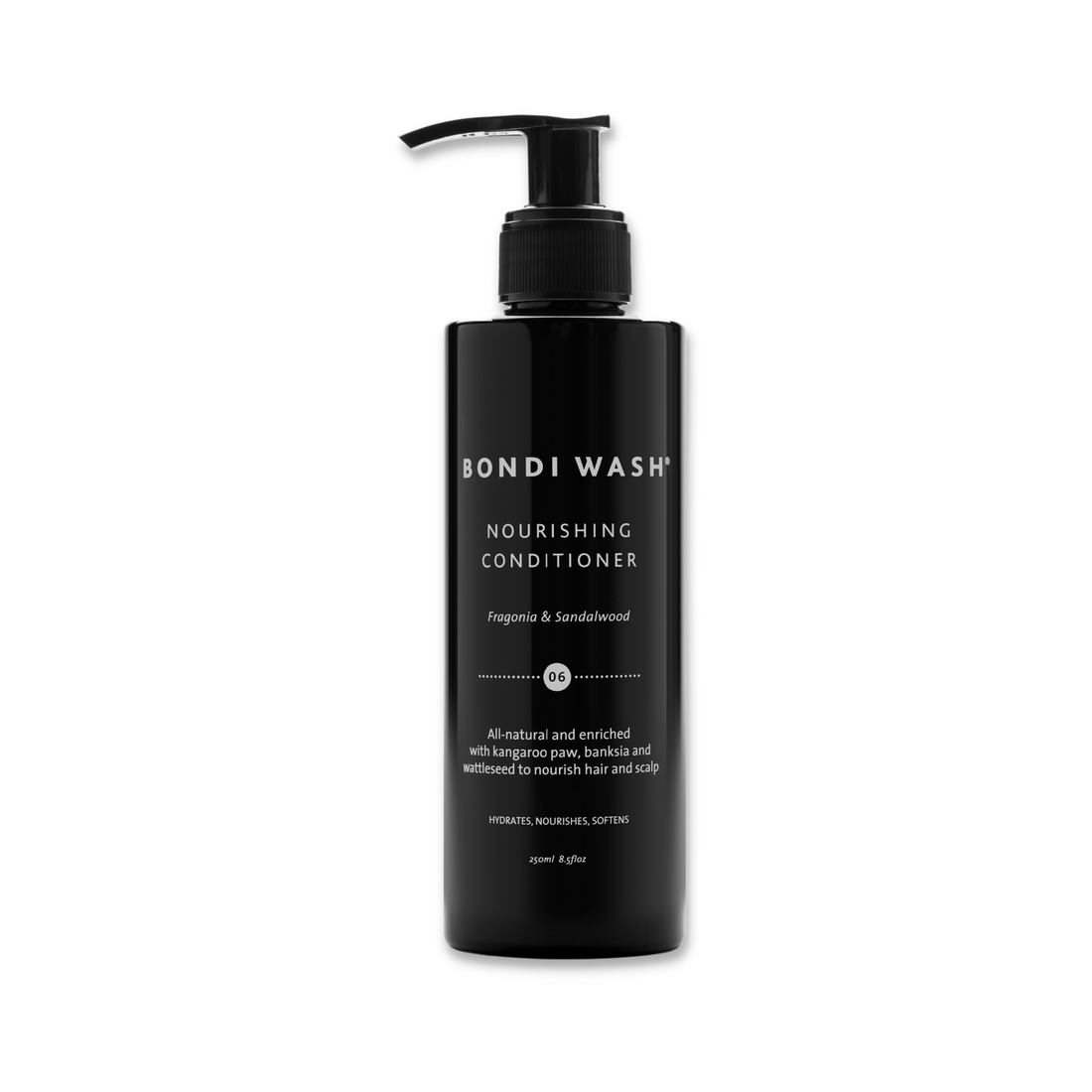 Bondi Wash Nourishing Conditioner bottle with a clean, minimalist label, designed for healthy, shiny hair.