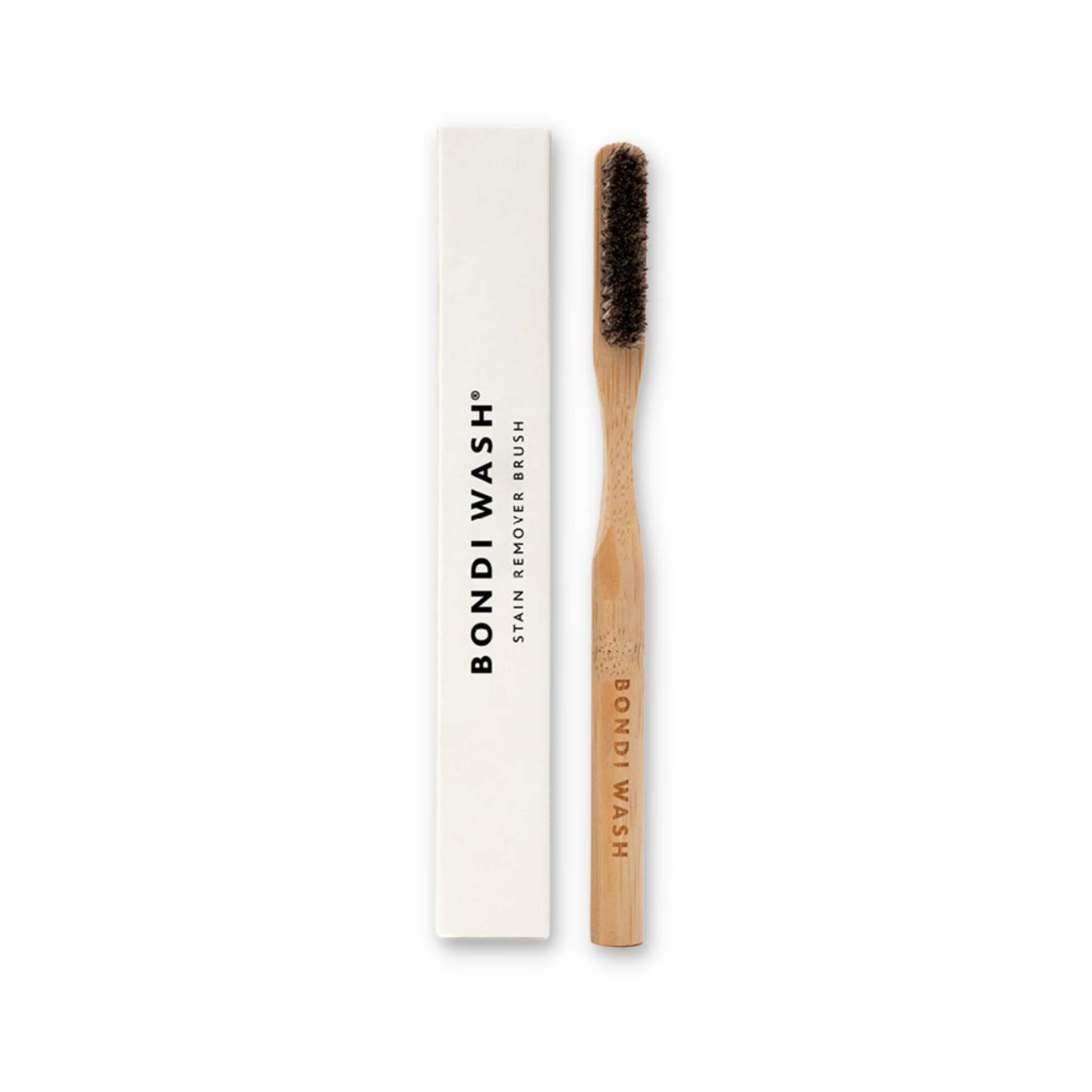 Bondi Wash stain remover laundry brush with sturdy handle and bristles for effective stain removal from clothing and fabrics.