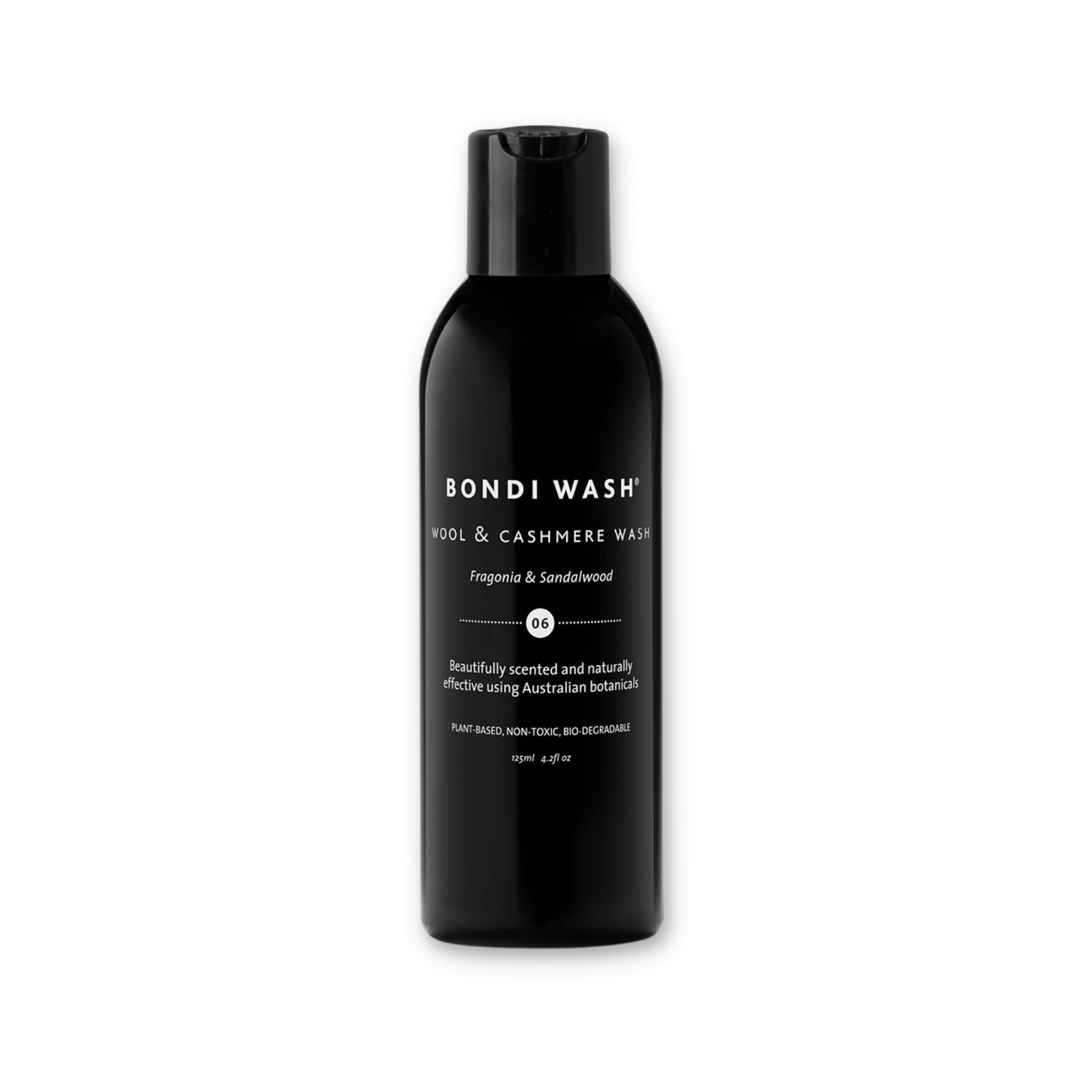 Bondi Wash Wool & Cashmere Wash detergent bottle, natural wool and cashmere laundry cleaner, 125ml size.