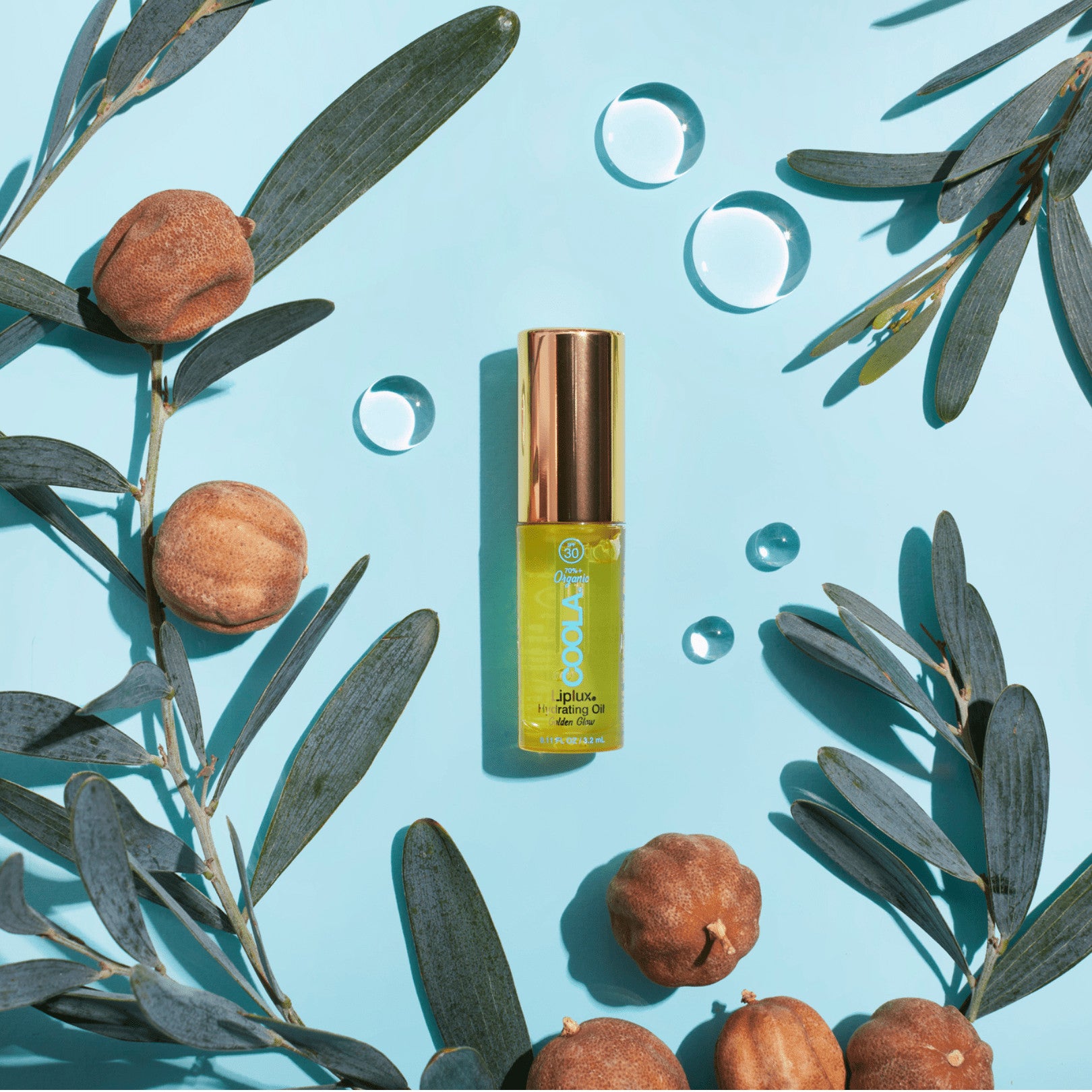 Coola Classic Liplux organic hydrating lip oil with SPF 30, featuring a sleek tube and clear labeling.