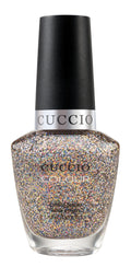Cuccio Colour Bean There Done That! nail polish bottle featuring vibrant pink and purple shades from Cuccio Colour nail polishes.