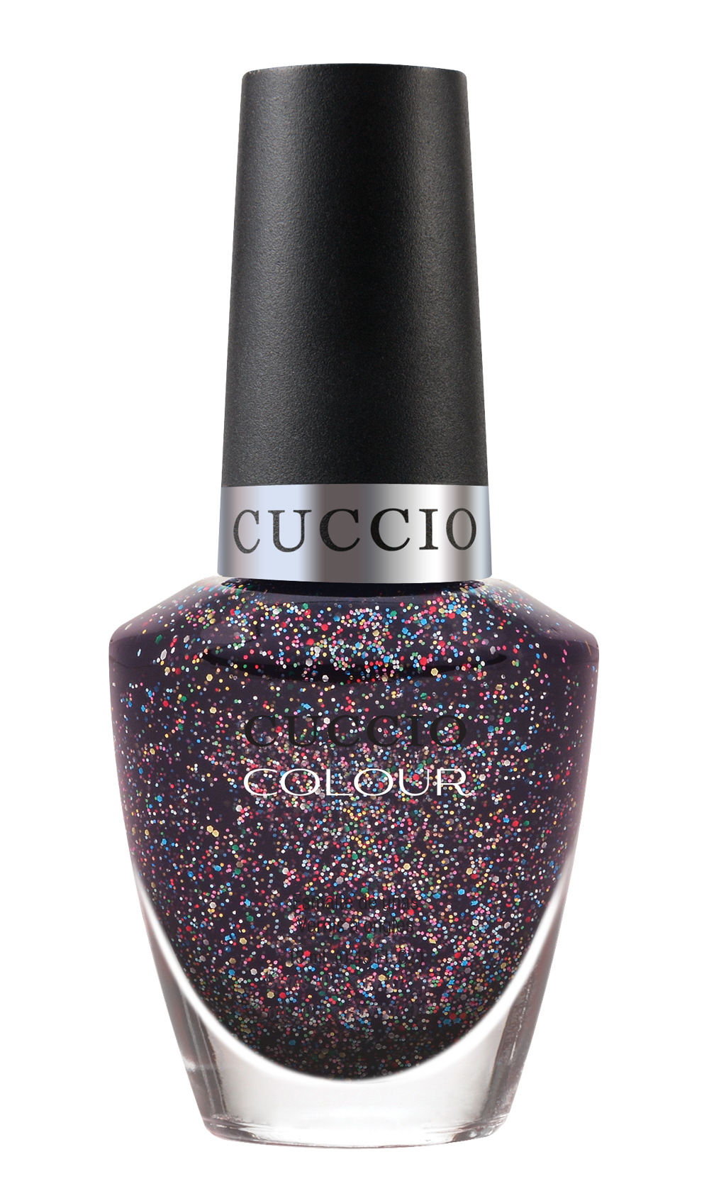 Cuccio Colour Big Bang Theory nail polish bottle with vibrant purple shade, showcasing the Cuccio Colour brand.