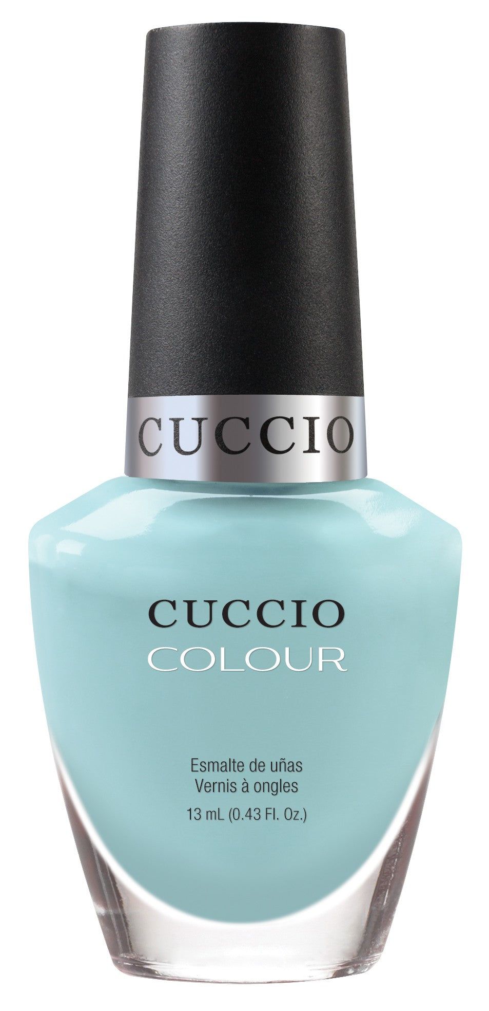Blue Hawaiian Cuccio Colour nail polish bottle with vibrant blue shade and sleek branding, perfect for summer nail art.