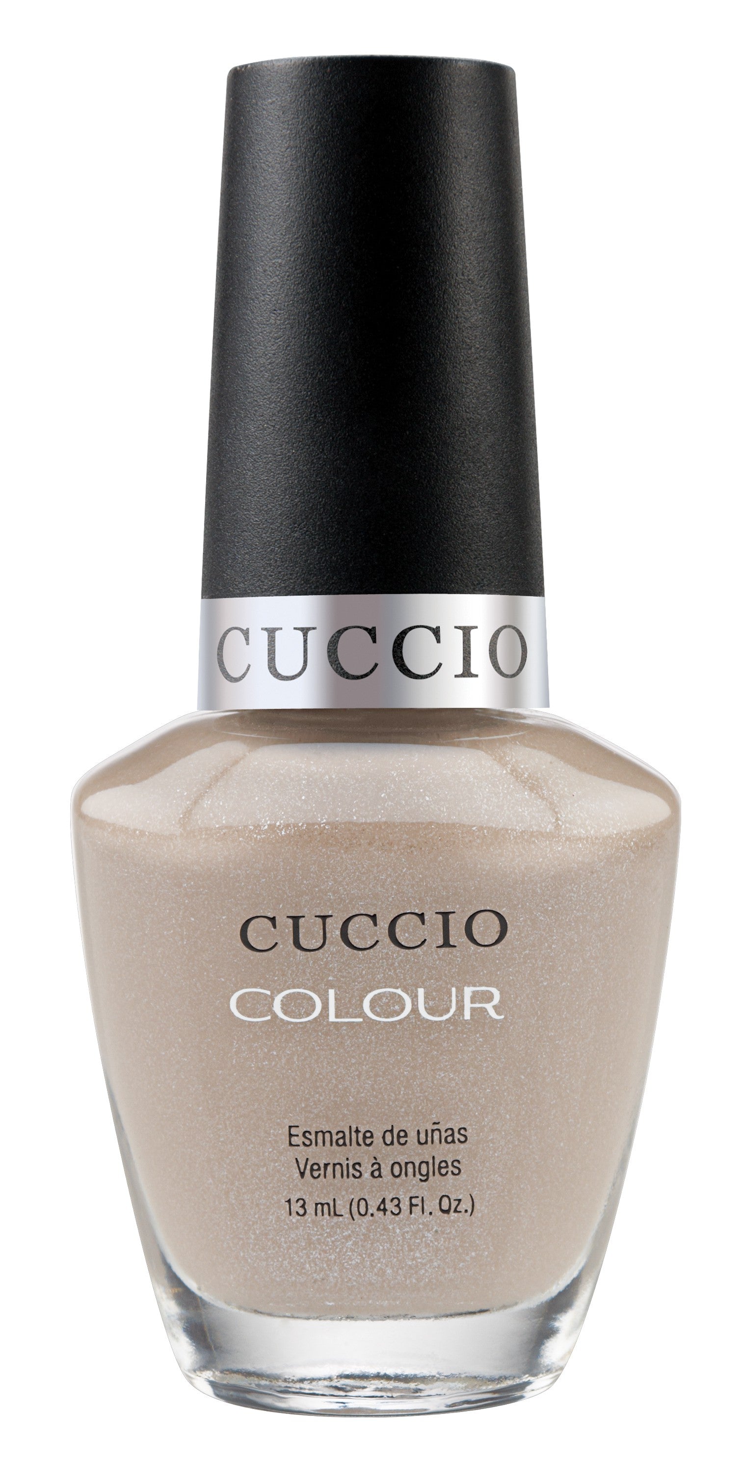 Cuccio Colour nail polish in Colour Cream & Sugar, a vibrant cream-colored gel polish, displayed on a neutral background.