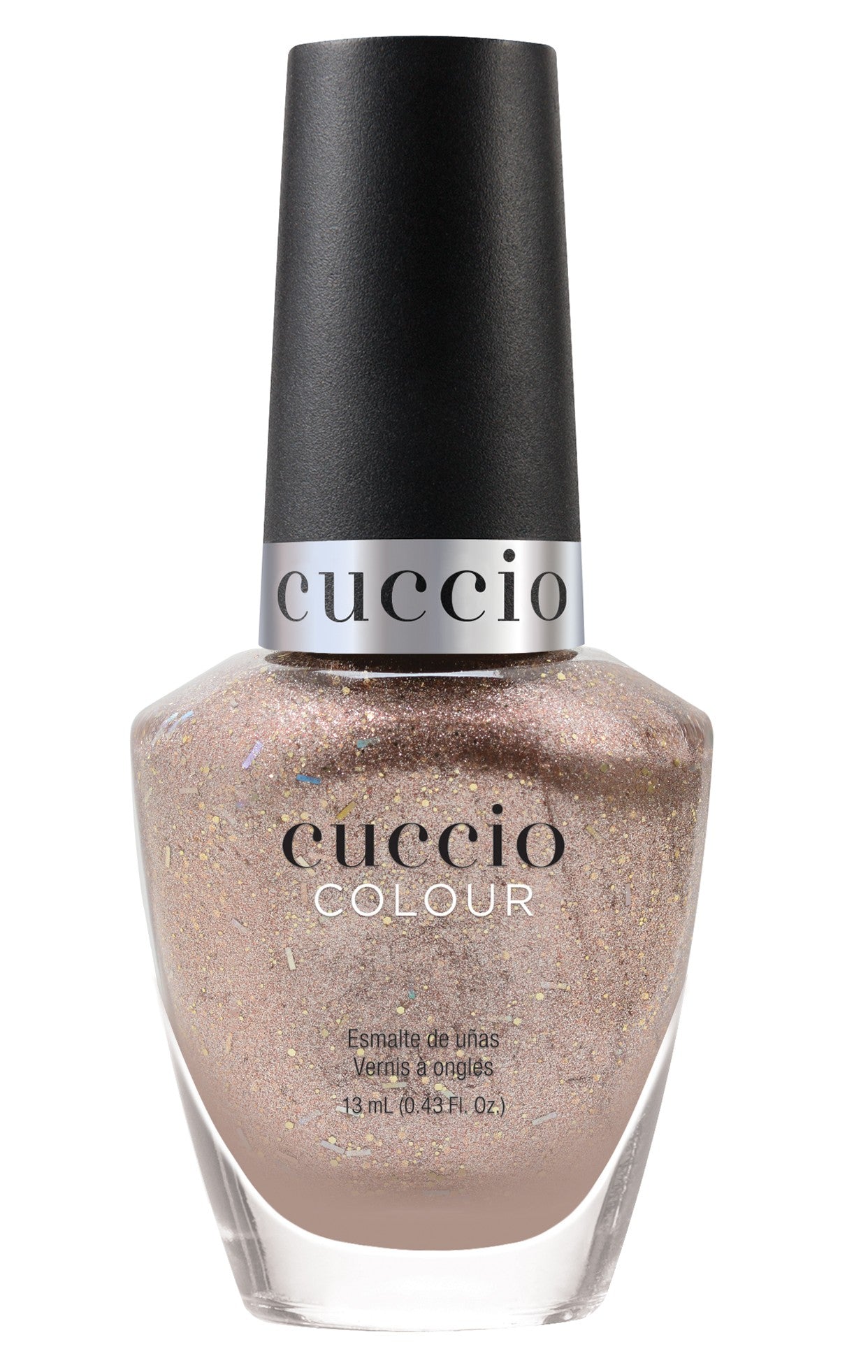 Cuccio Colour Dreamville nail polish bottle with colorful label, displaying vibrant nail polish shades.