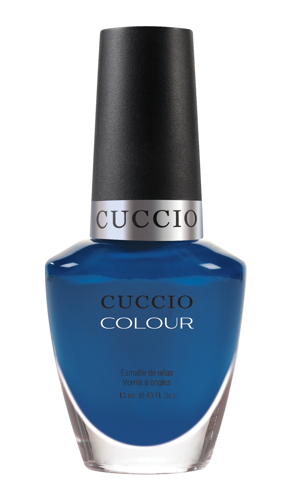 Cuccio Colour Got The Navy Blues nail polish bottle, deep navy blue shade from Cuccio Colour collection.