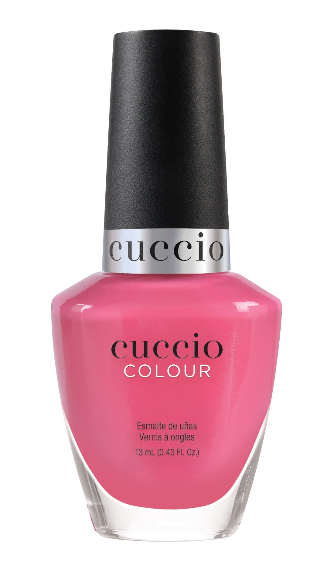 Cuccio Colour Hot Thang! nail polish bottle from Cuccio Colour with vibrant orange shade and glossy finish.