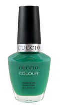 Cuccio Colour Jakarta Jade nail polish bottle with vibrant jade green color, showcasing the Cuccio Colour brand design.