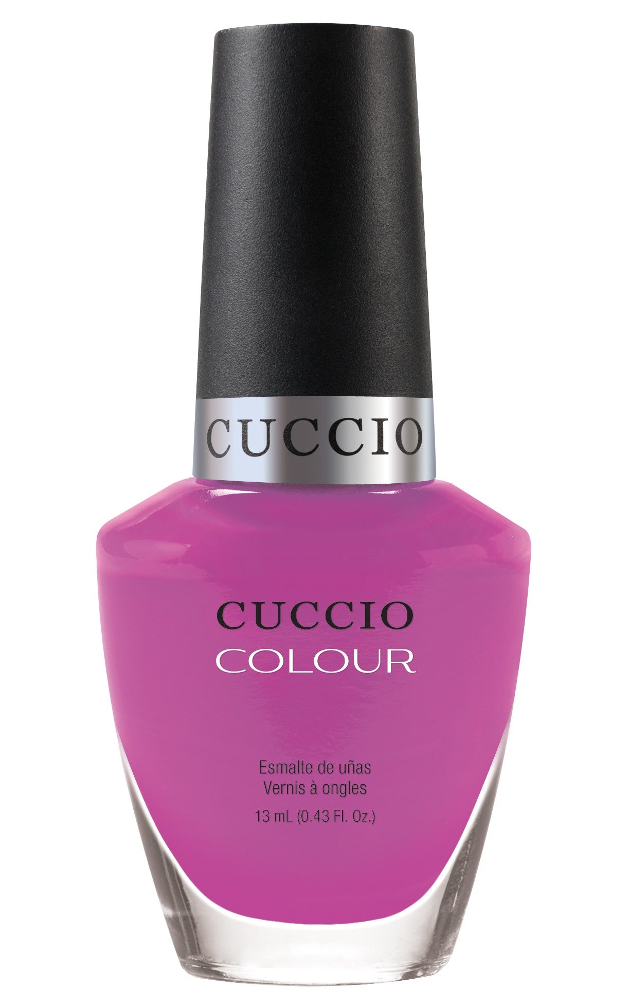 Cuccio Colour Limitless nail polish bottle with vibrant purple shade, showcasing the Cuccio Colour brand.
