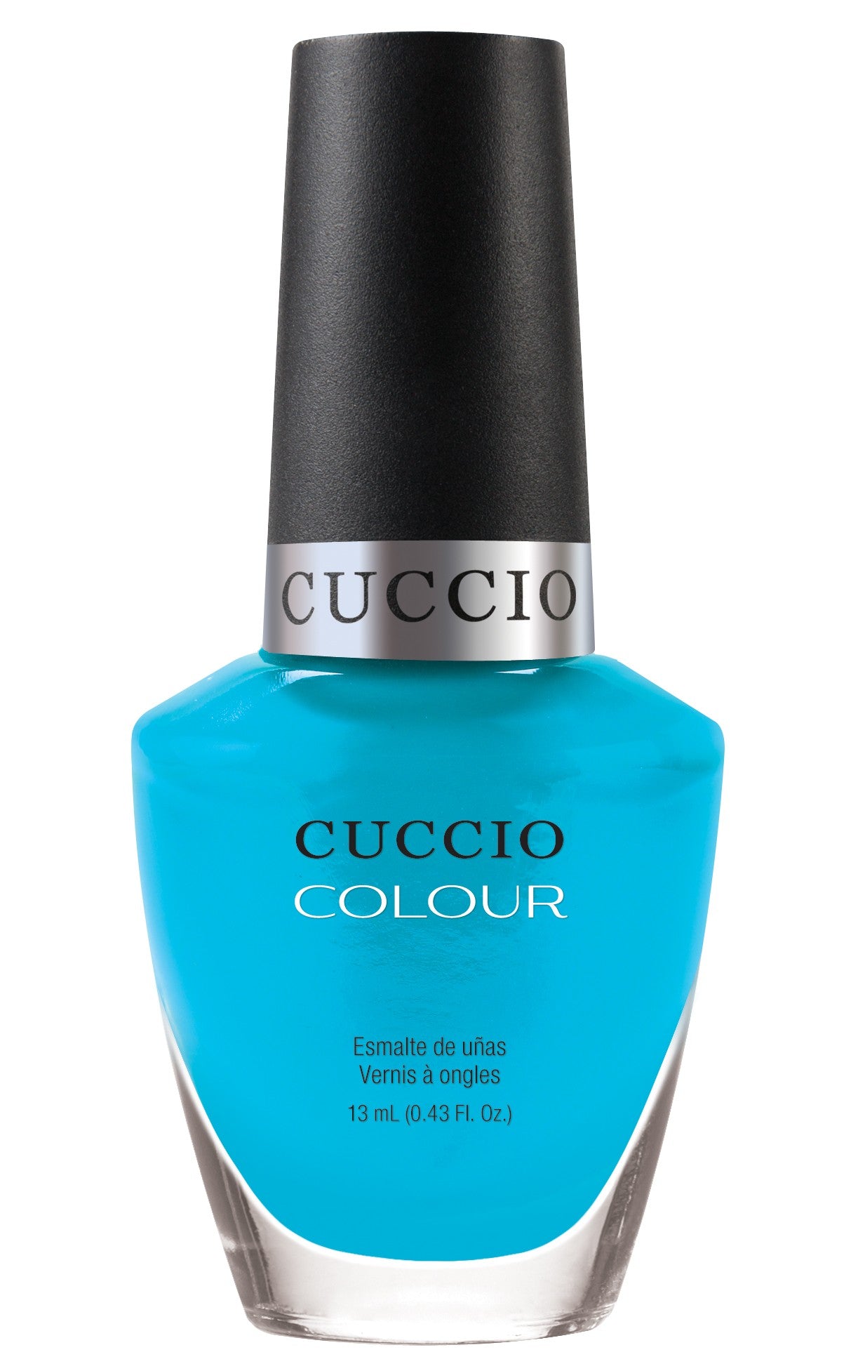 Cuccio Colour Live Your Dream nail polish bottle with vibrant purple shade, displayed on a white background.