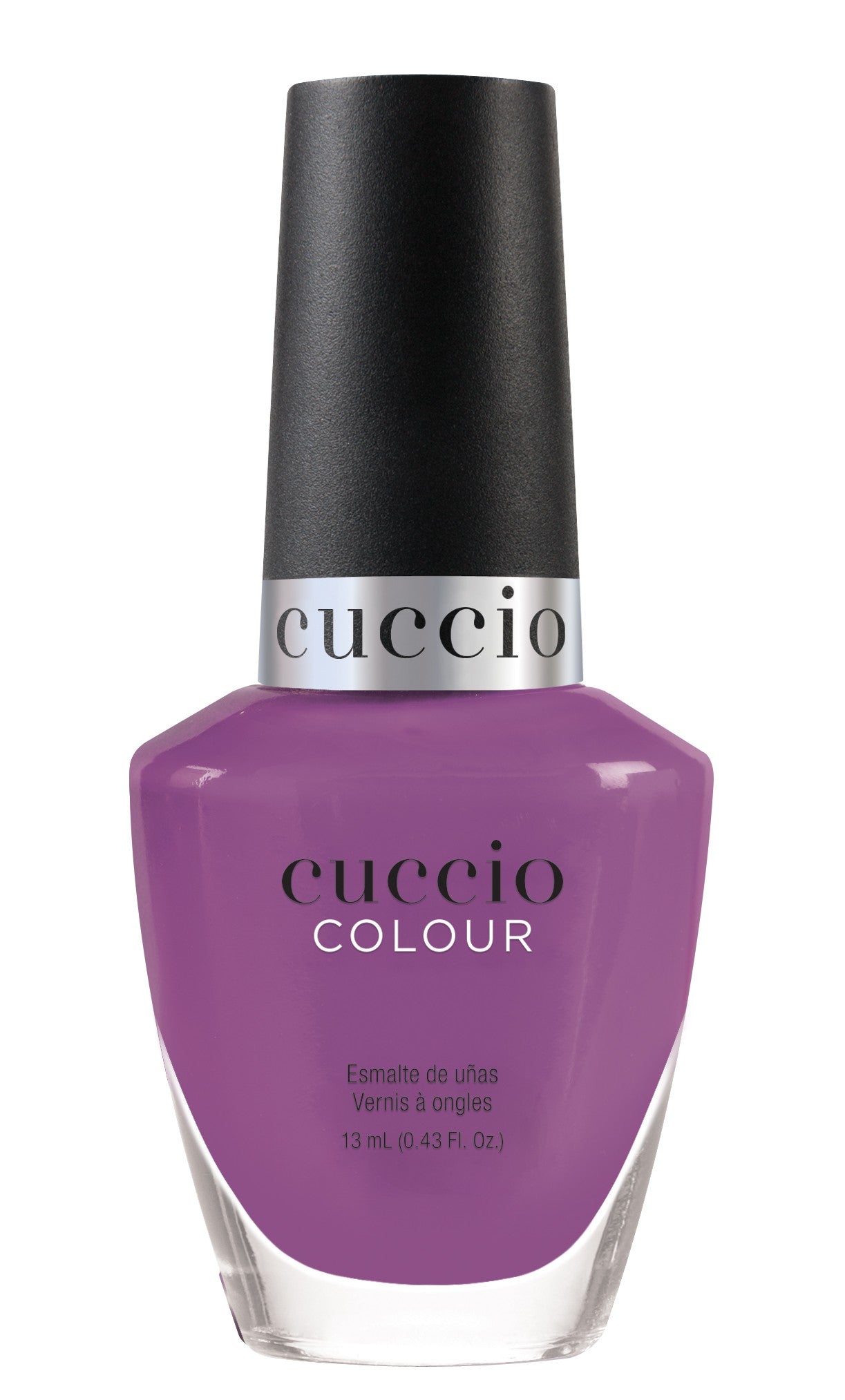 Cuccio Colour Mercury Raising nail polish bottle from Cuccio Colour, showcasing a sleek, metallic silver nail polish design.