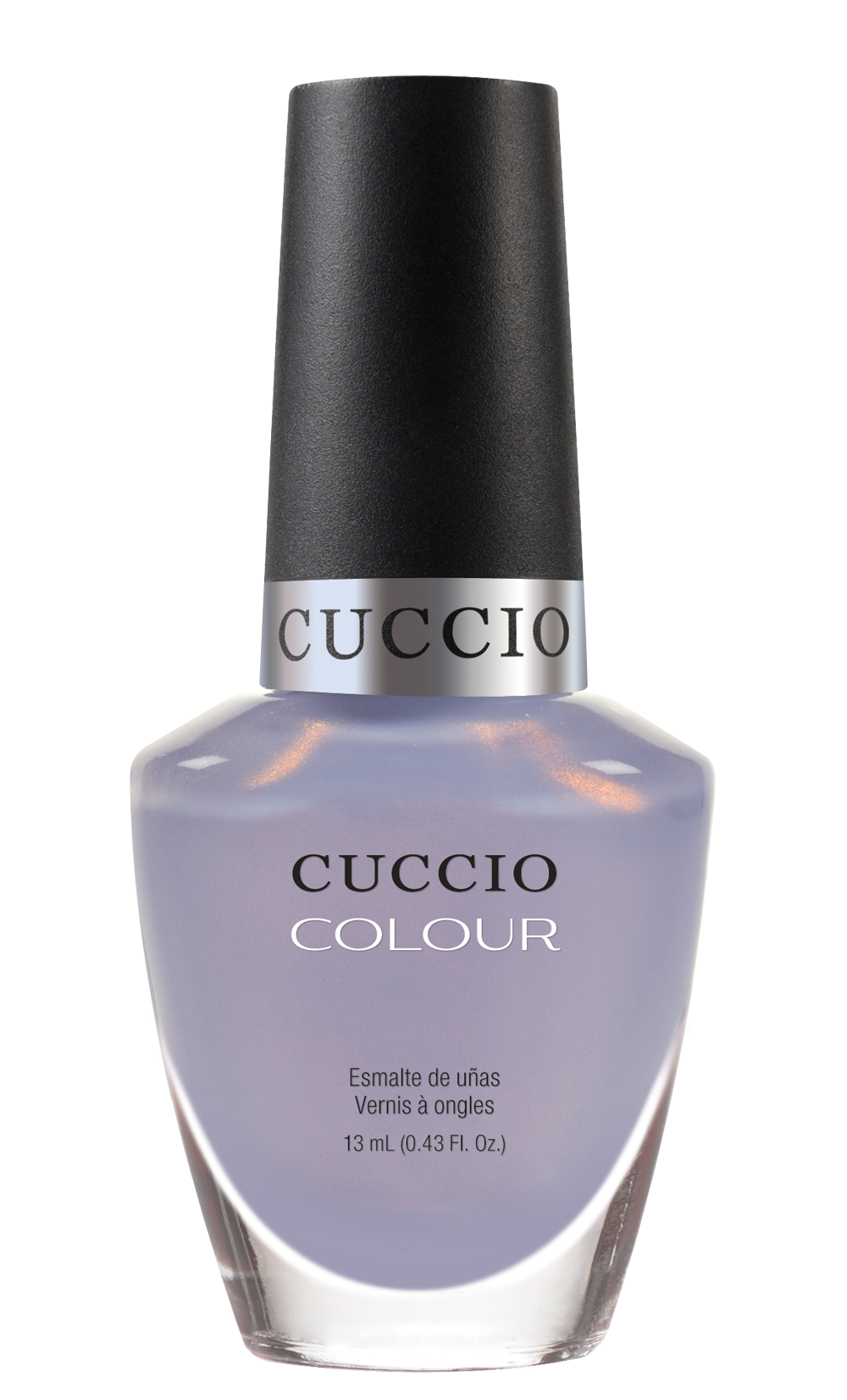 Cuccio Colour Message In A Bottle nail polish bottle with colorful label, part of Cuccio Colour nail polish collection.