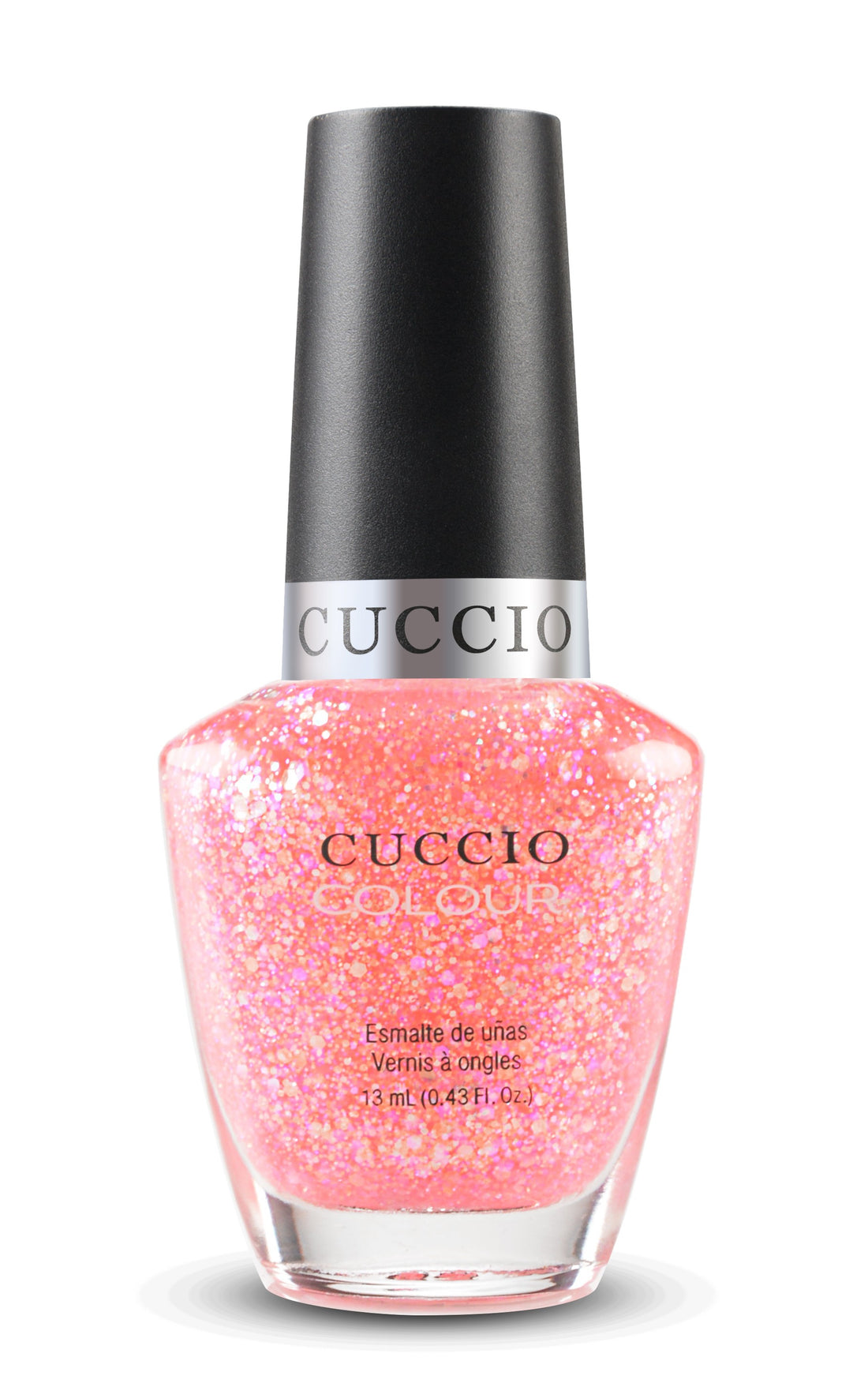 Cuccio Colour Mood Alteration nail polishes in vibrant colors, showcasing smooth, glossy finishes on a neutral background.