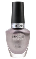 Cuccio Colour Road Less Traveled nail polish bottle showing the vibrant, deep green shade in a sleek glass container.