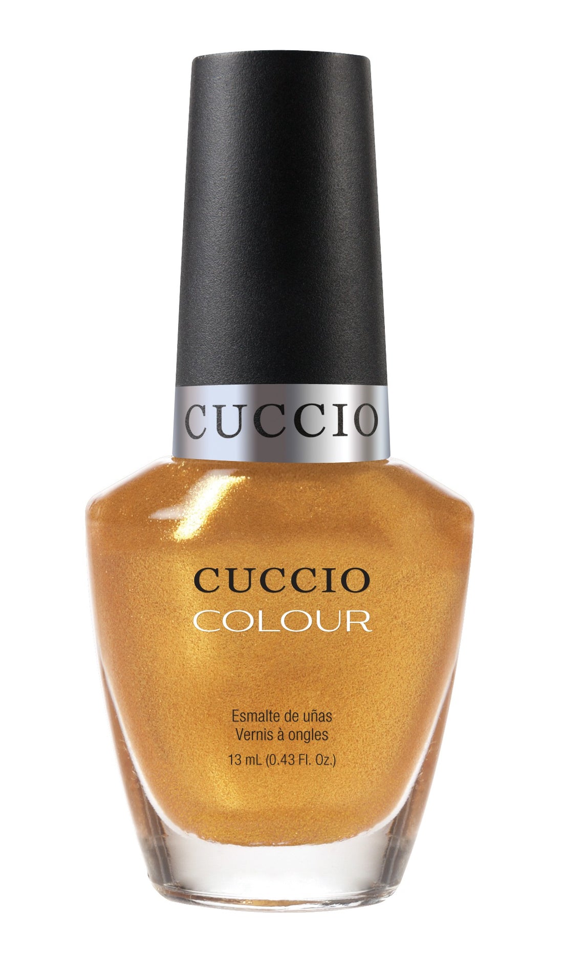 Cuccio Colour Russian Opulence nail polish bottle with metallic purple and silver accents, showcasing a luxurious, elegant design.