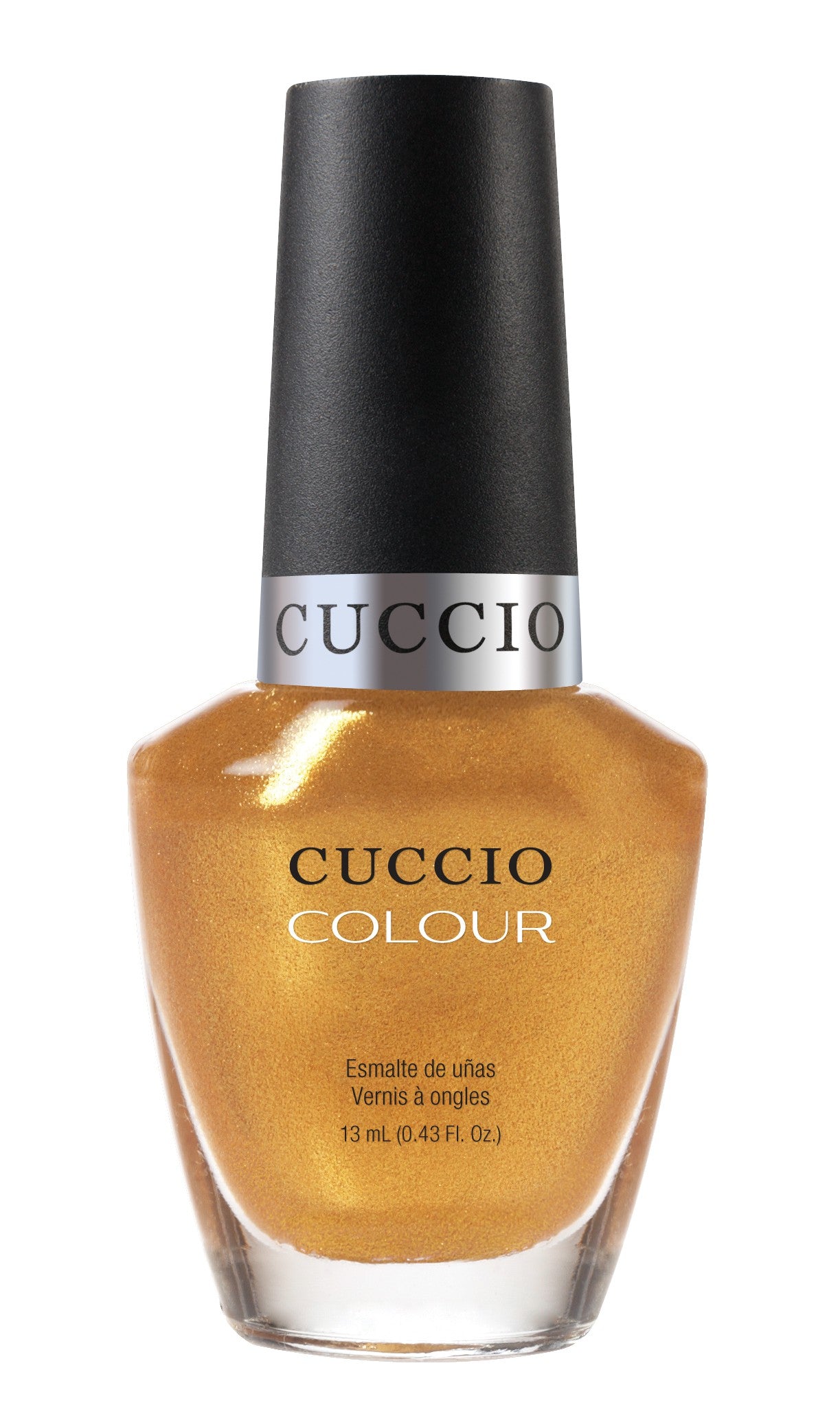 Cuccio Colour Russian Opulence nail polish bottle with metallic purple and silver accents, showcasing a luxurious, elegant design.