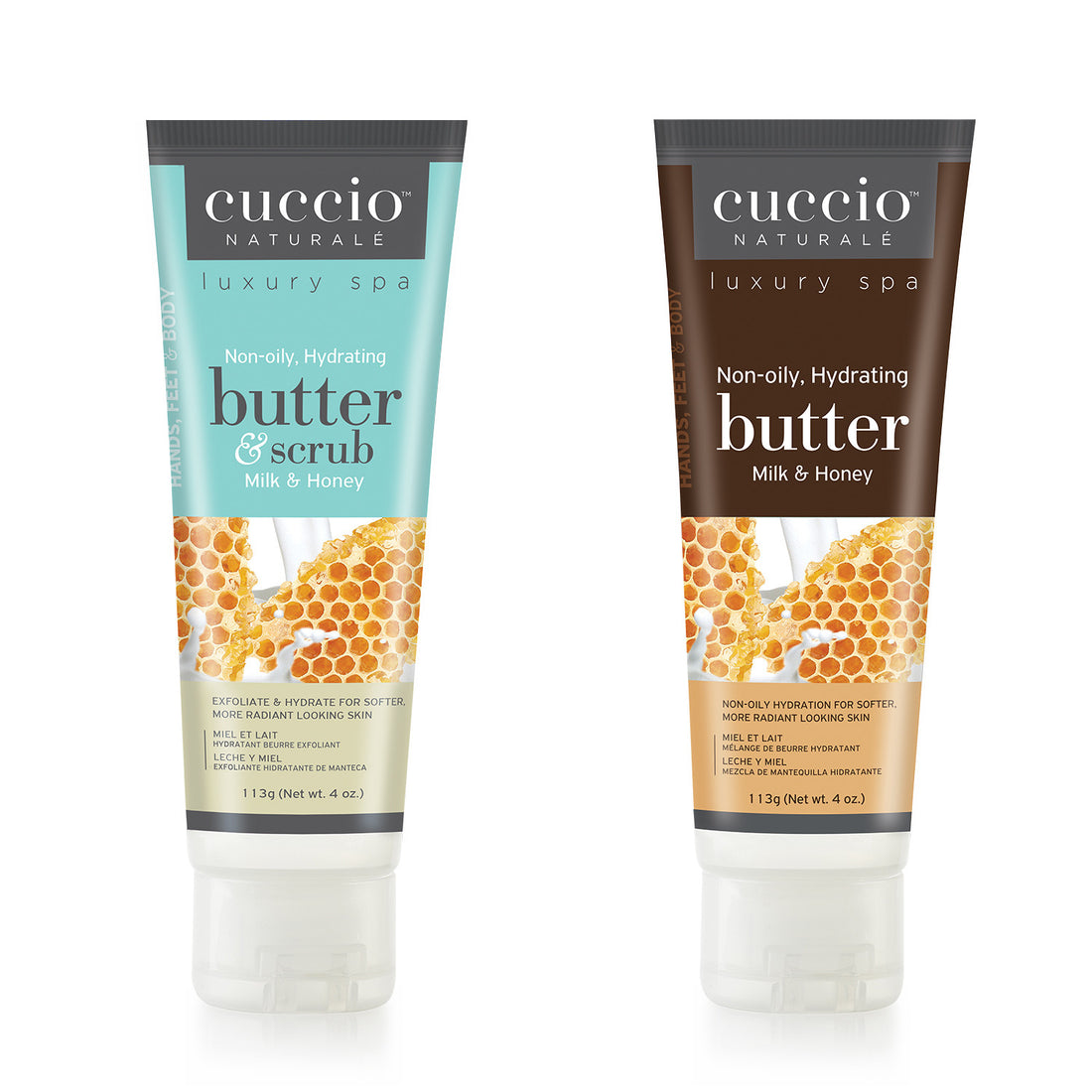 Cuccio Naturalé Butter Essentials Gift Box with Milk & Honey lotion and moisturizer set, featuring soothing, nourishing skincare products.