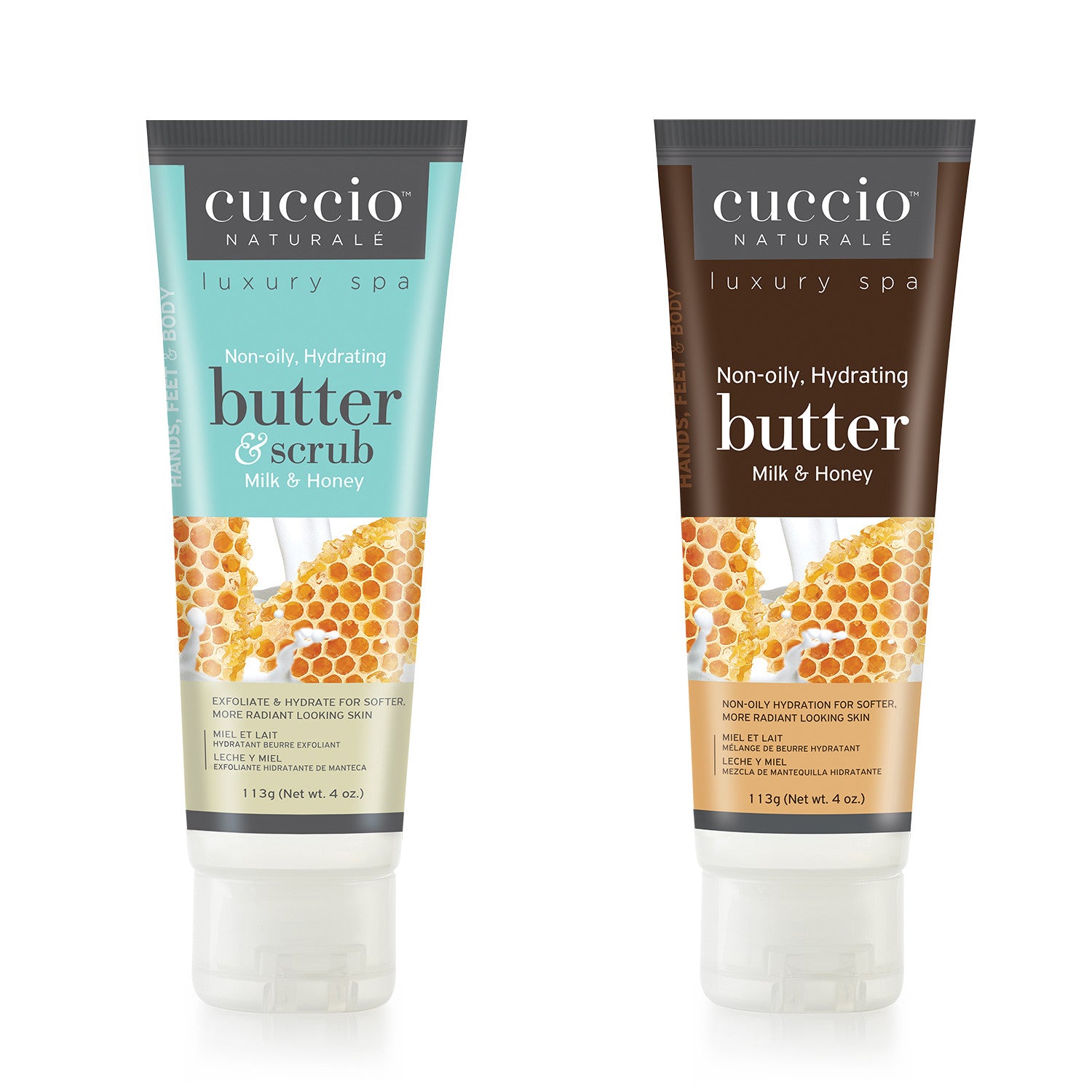 Cuccio Naturalé Butter Essentials gift box with milk and honey lotion and moisturizer set, featuring creamy textures and soothing packaging.